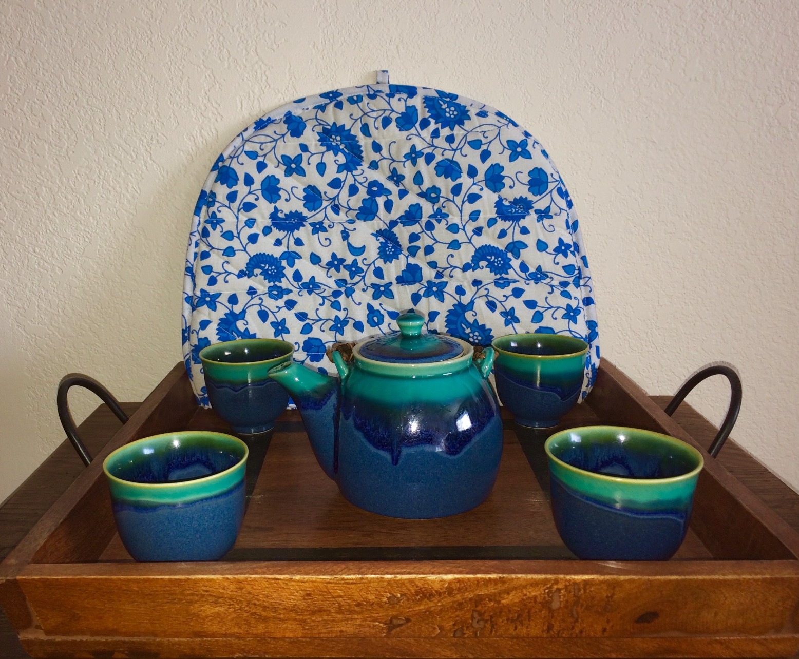 Turquoise Blue White Cotton Handmade Designs Tea Cozy Creative Tea Cosy Indian Mandala Tea Cozies Tea Pot Cover customer photo 2