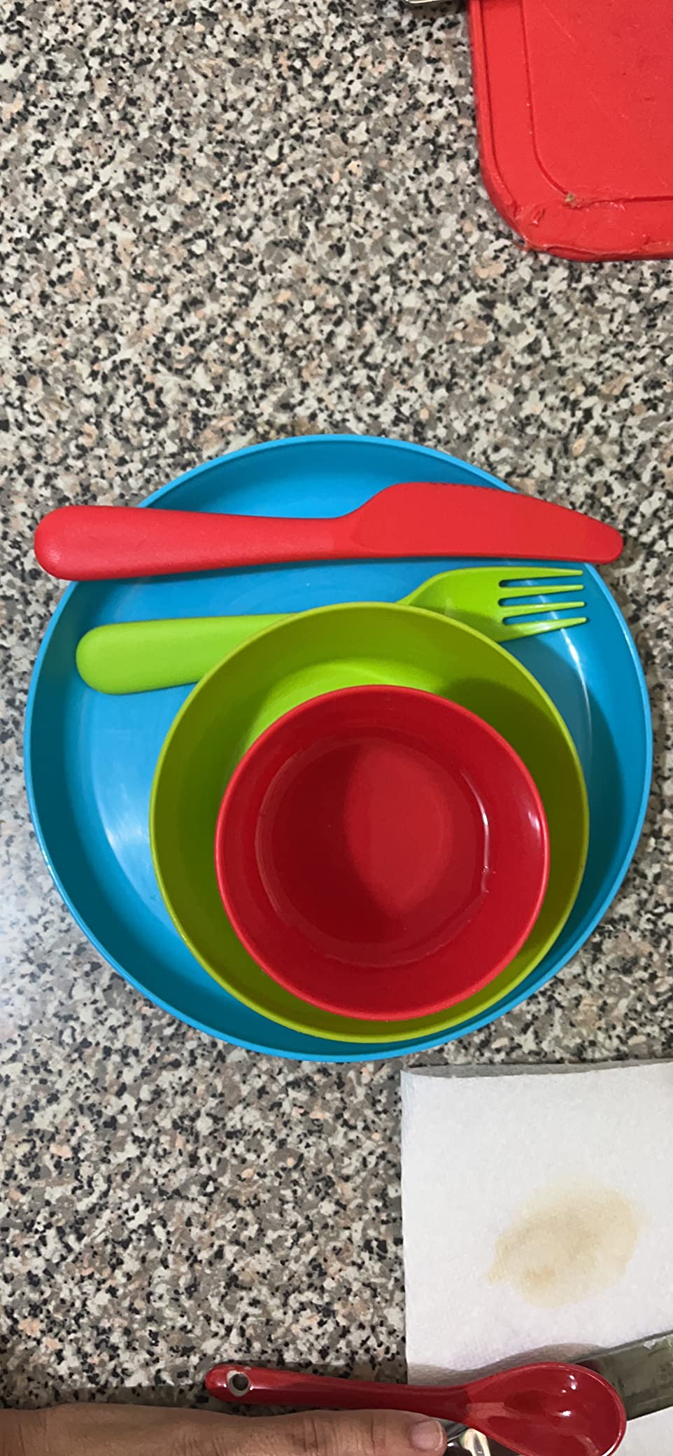 PLASKIDY Kids Plastic Dinnerware Set - 36 Pc Reusable Children's Dinner Set Microwave / Dishwasher Safe BPA Free Toddler Dishes Dinnerware Set Includes Kids Plates and Bowls Kids Cups & Flatware customer photo 2