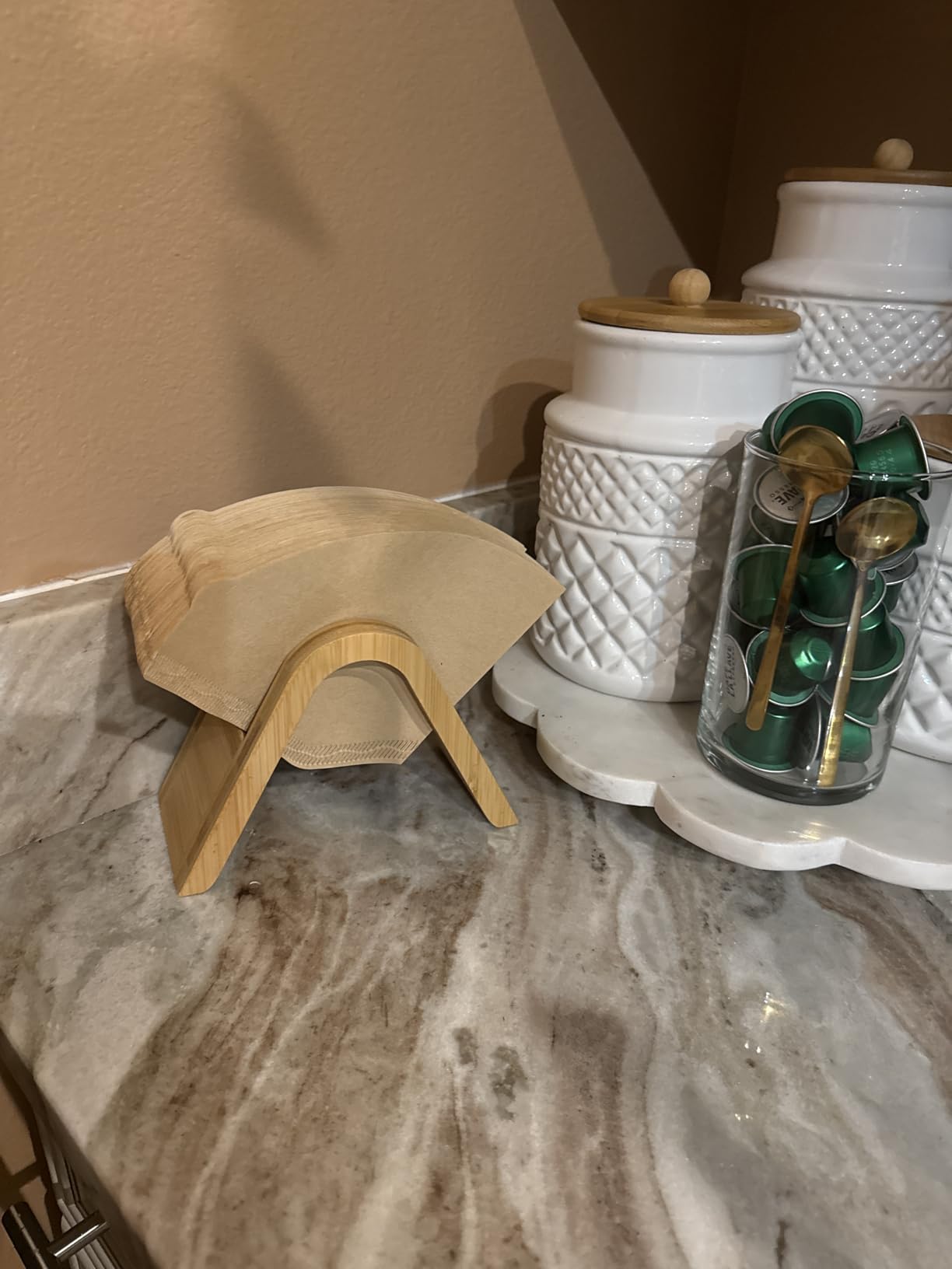 Bamboo Coffee Filter Holder - Storage Rack & Stand for 4 Filter Papers (Type A) customer photo 2