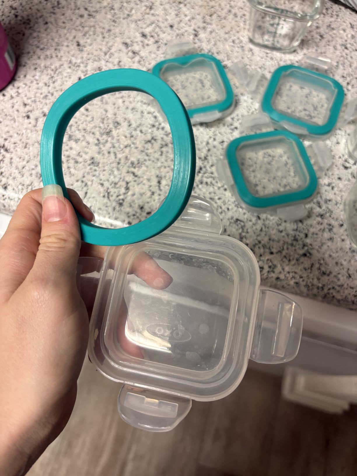 OXO Tot Glass Baby Blocks Food Storage Containers, Teal, 4 oz customer photo 2