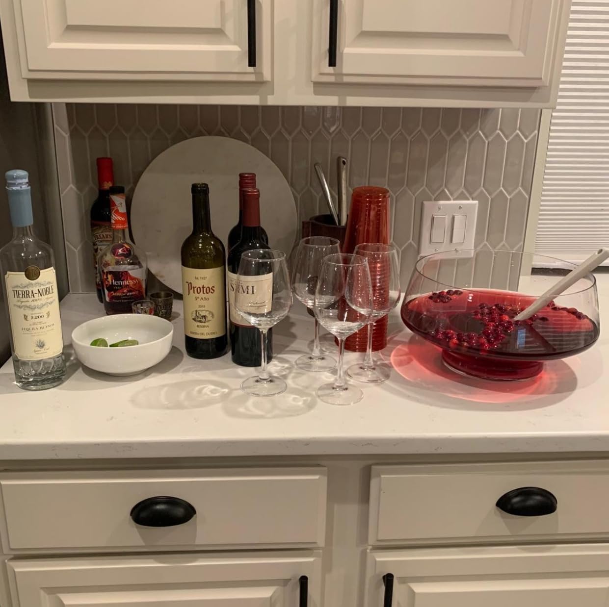 Viski Footed Glass Punch Bowl, Heavy Base Large Punch Bowl with Angled Design, Party Serveware for Cocktails & Functional Centerpiece, Clear, 2.5gal customer photo 1