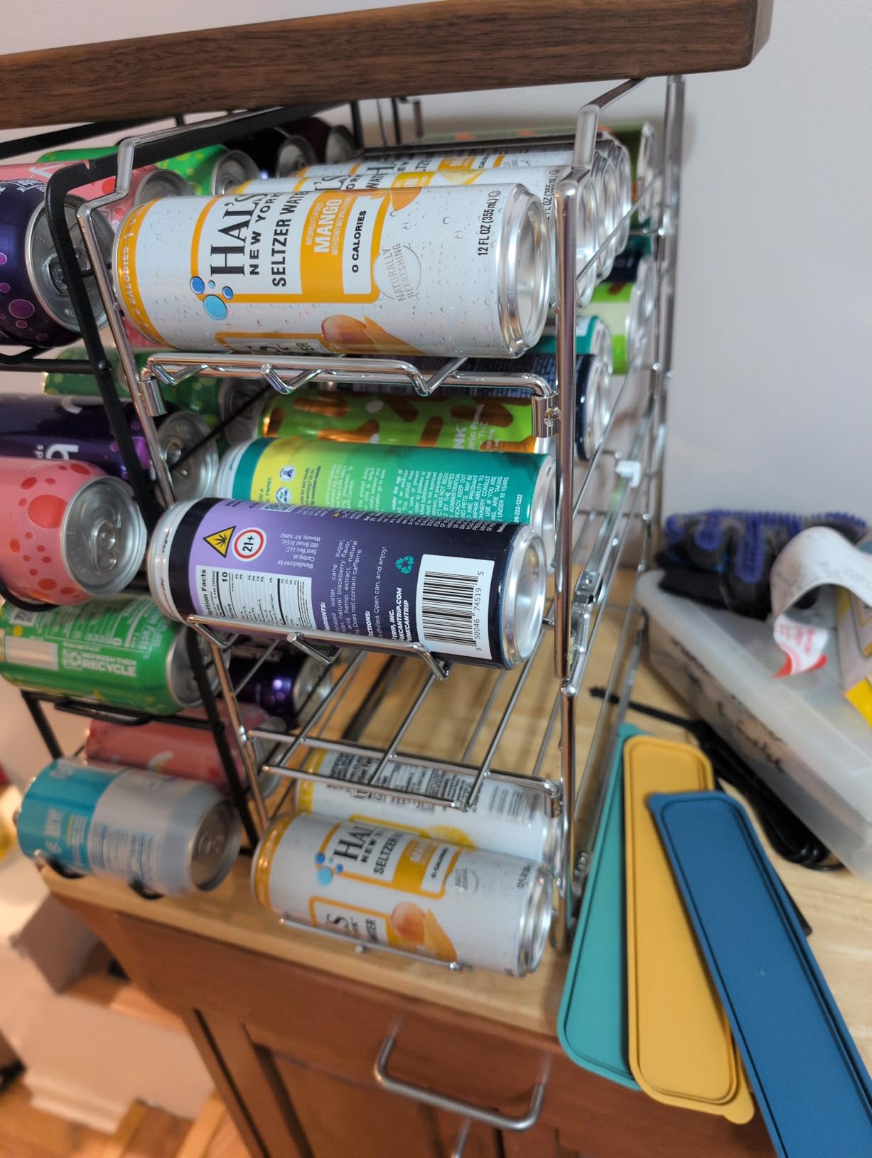 Simple Houseware Stackable Front Loading Beverage Can Dispenser Rack, Chrome - 2 Pack customer photo 1