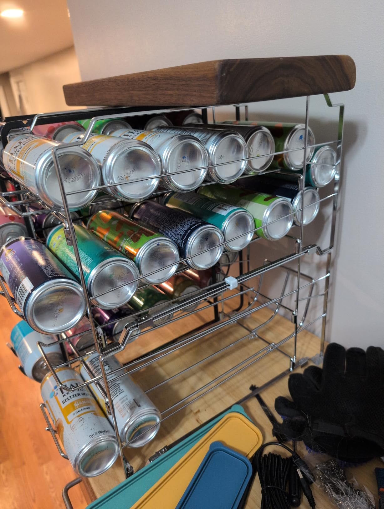 Simple Houseware Stackable Front Loading Beverage Can Dispenser Rack, Chrome - 2 Pack customer photo 2