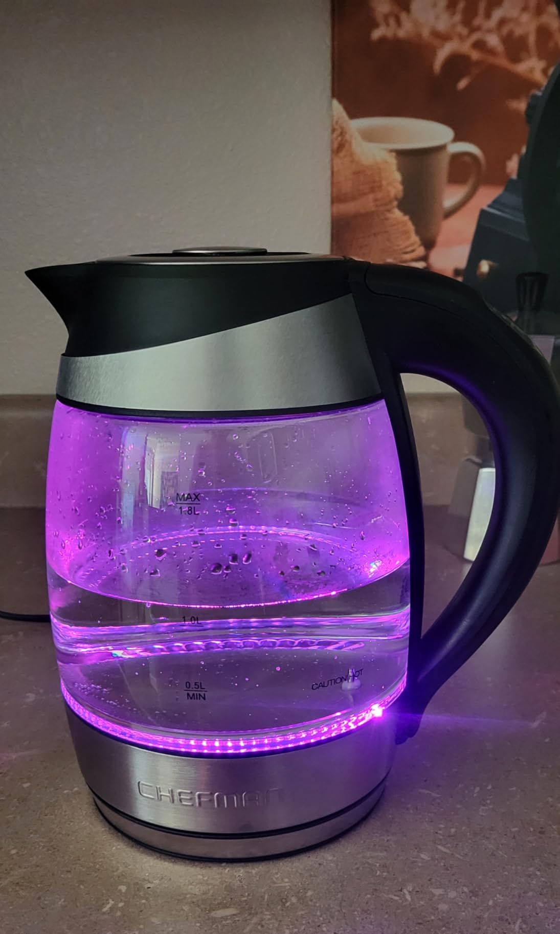 Chefman Electric Kettle with Temperature Control, 5 Presets LED Indicator Lights, Removable Tea Infuser, Glass Tea Kettle & Hot Water Boiler, 360° Swivel Base, BPA Free, Stainless Steel, 1.8 Liters customer photo 2