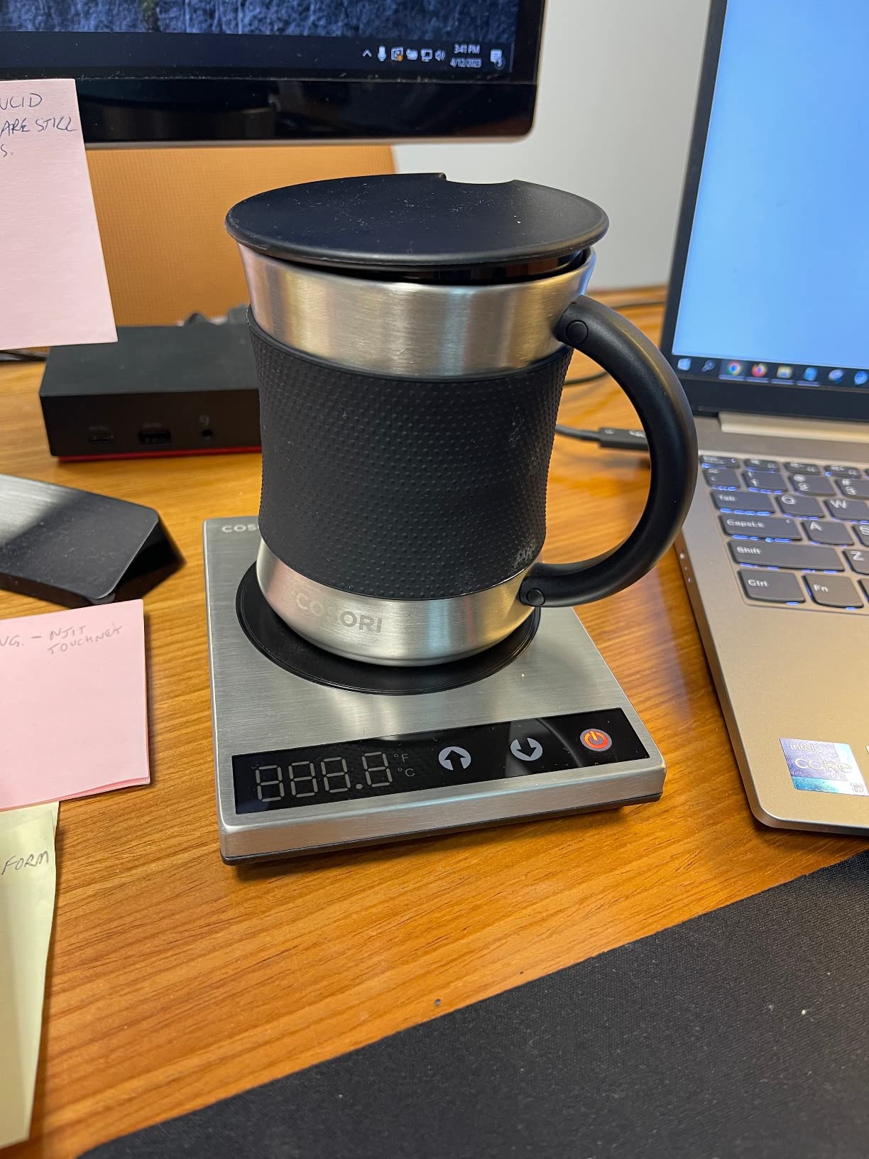 COSORI Coffee Mug Warmer & Mug Set for Desk, Cup Heater, Office & Christmas Gifts, 1°F Precise Temperature Control, Touch Tech & LCD Digital Display (77-194℉), 304 Stainless Steel, Silver/Black customer photo 1