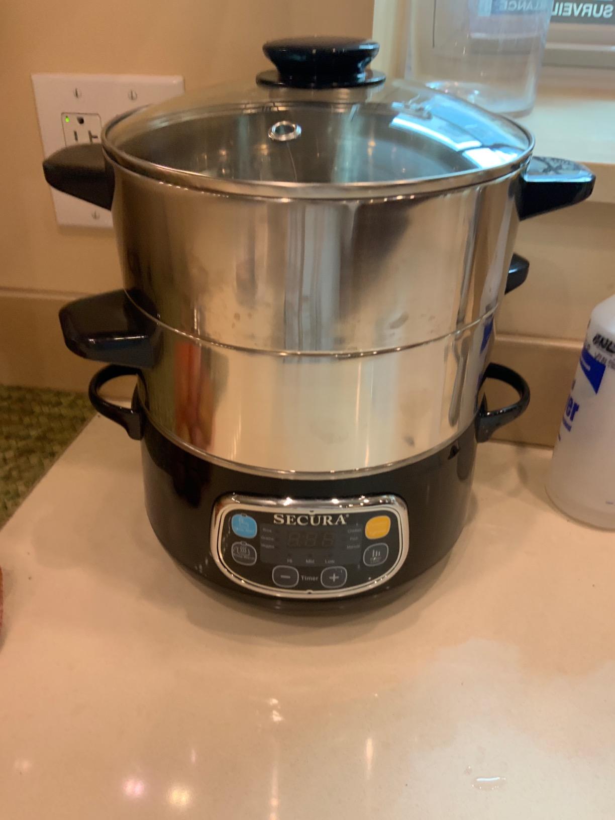 Secura Electric Food Steamer, Vegetable Double Tiered Stackable Baskets with Timer 1200W Fast Heating Stainless Steel Digital Steamer 8.5 Quart customer photo 2