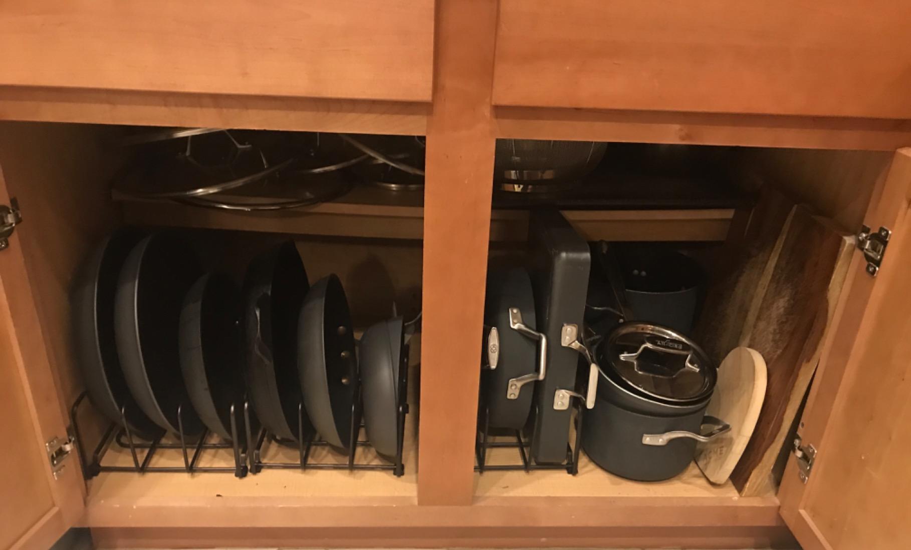 Simple Houseware Kitchen Cabinet Pantry and Bakeware Organizer Rack Holder, Bronze - 2 Pack customer photo 2