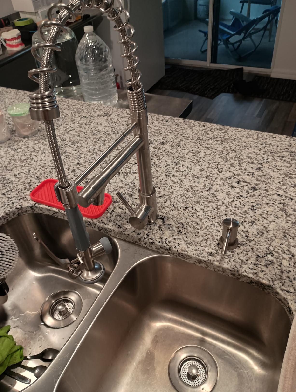 GAGALIFE Built in Sink Soap Dispenser or Lotion Dispenser for Kitchen Sink, Brushed Nickel ABS Pump Head, with 17 Ounce Large PET Soap Bottle customer photo 2