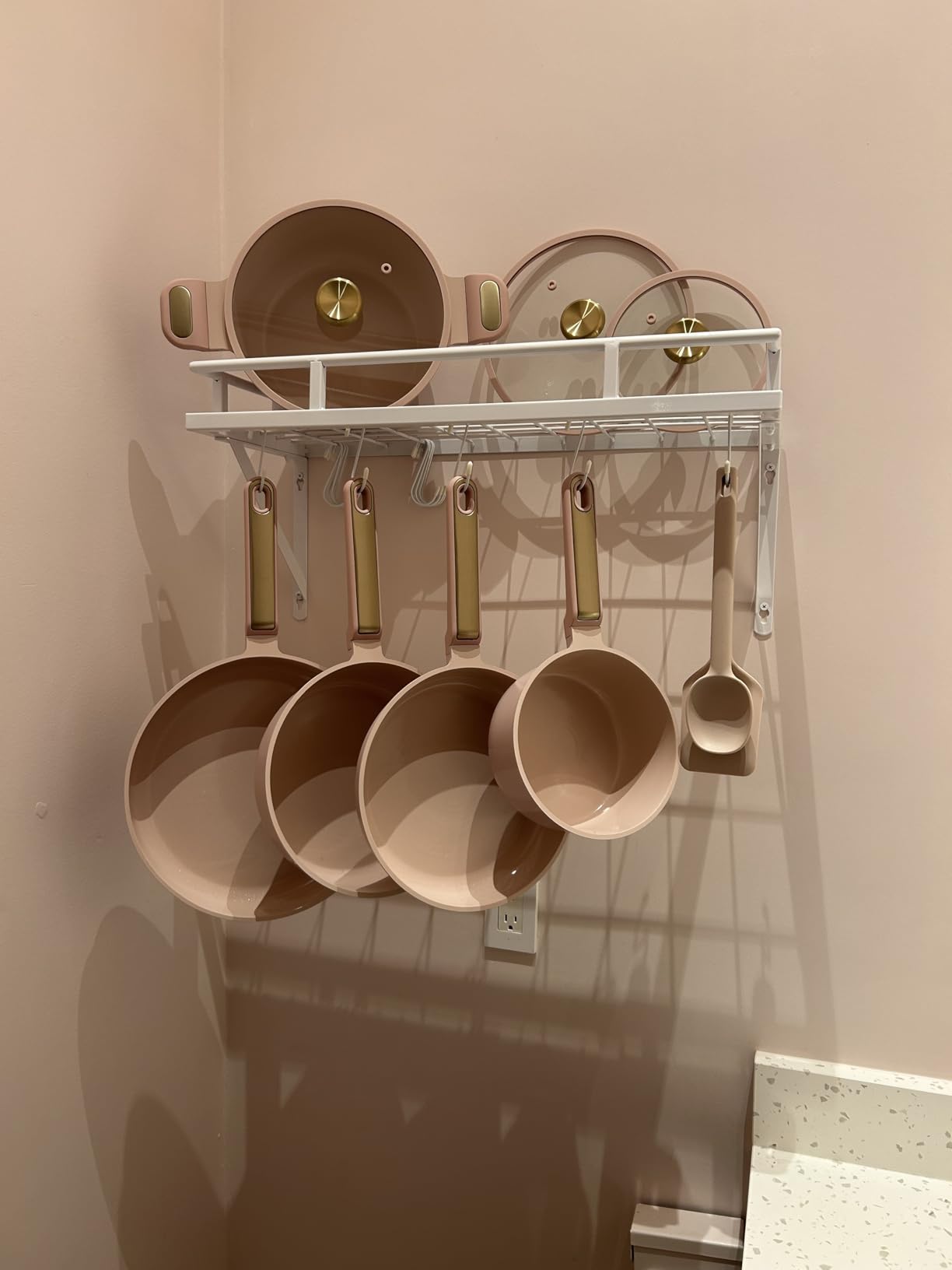 KES 30-Inch Kitchen Pan Pot Rack Wall Mounted Hanging Storage Organizer Wall Shelf with Hooks Matte Black, KUR215S75A-BK customer photo 2