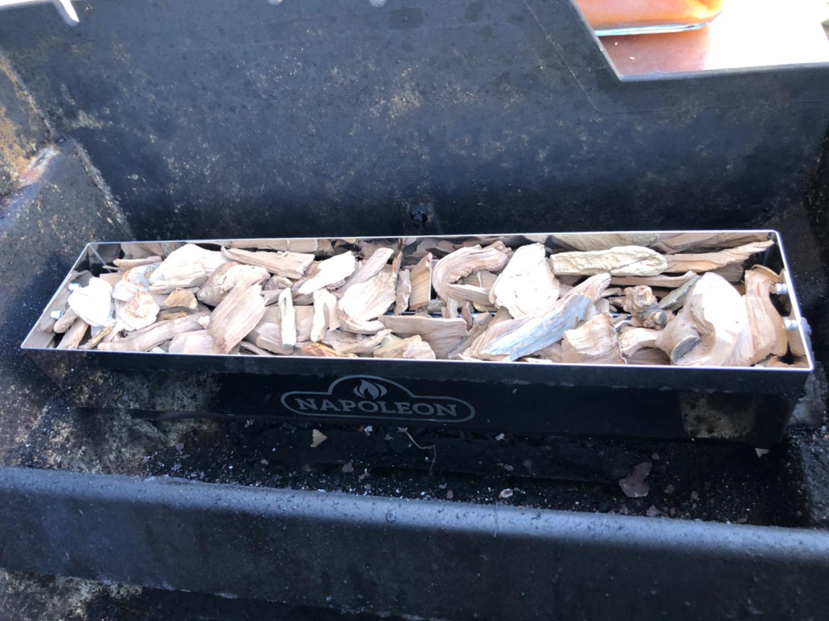 Napoleon Stainless Steel Smoker Box 67013 Add Smoky Flavor to BBQ, Easily Turn Gas Grill Into Smoker, Add Wood Chips or Chunks to Smoke Food on Barbecue 16.25 x 2.54 x 3.5 customer photo 2