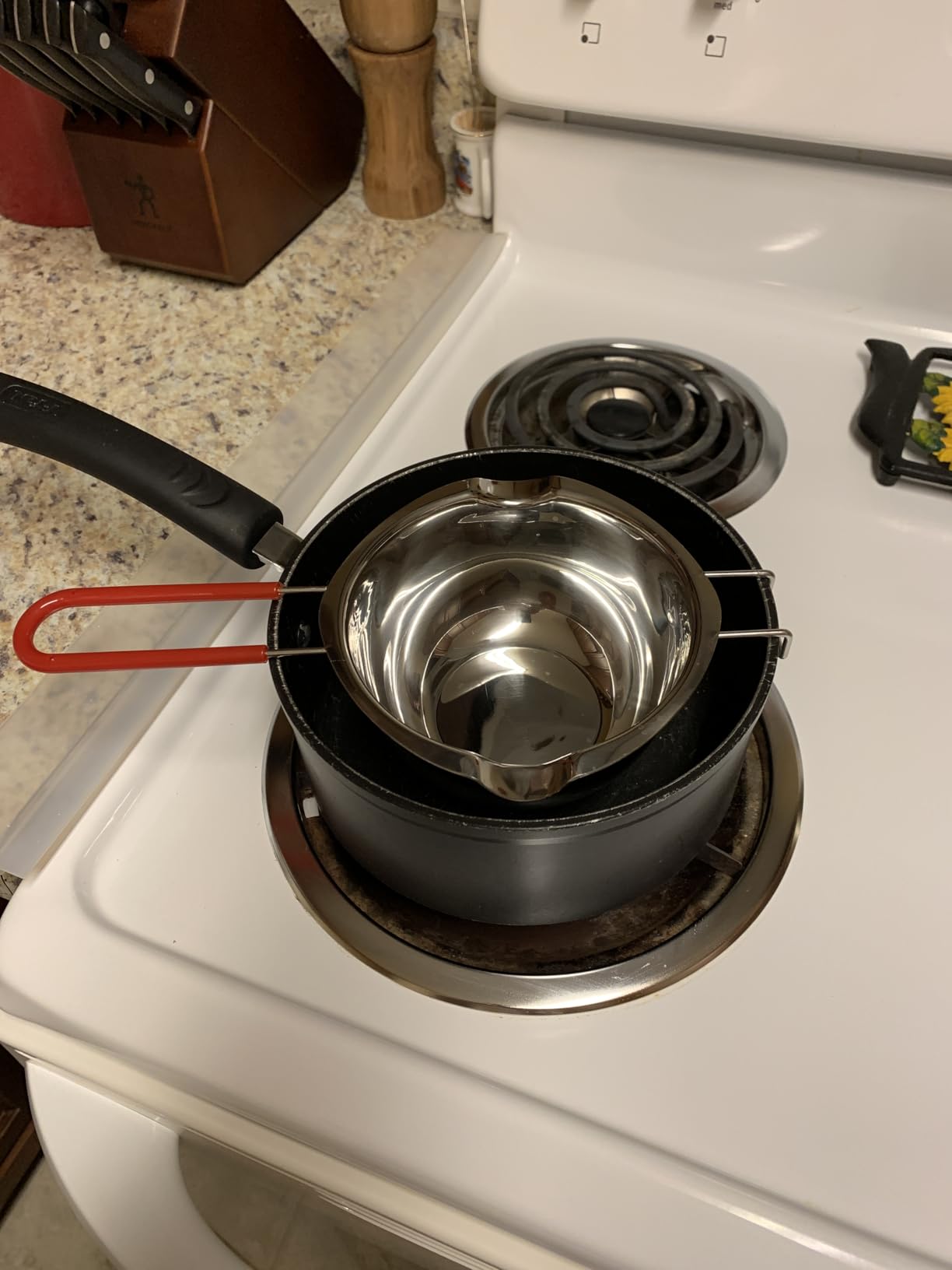 Stainless Steel Double Boiler Pot with Heat Resistant Handle for Melting Chocolate, Candy and Candle Making (18/8 Steel, 20oz, Universal Insert) customer photo 1