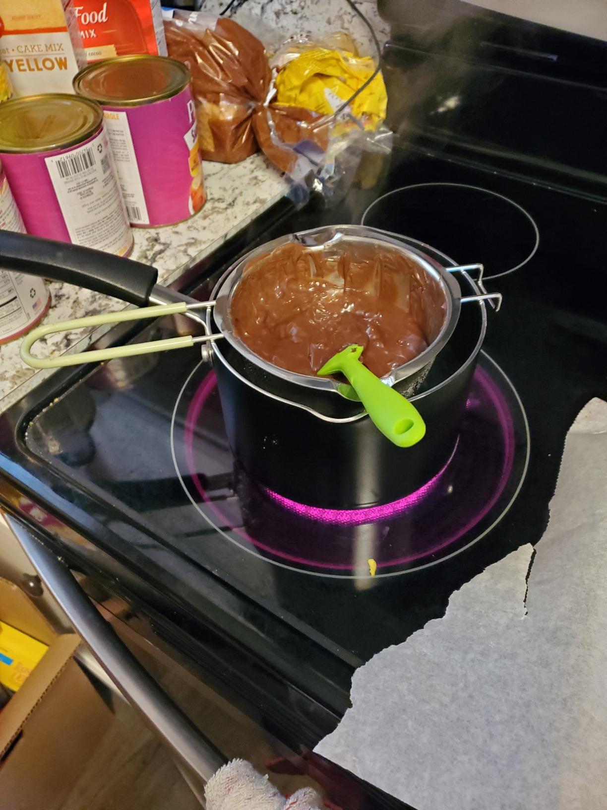 Stainless Steel Double Boiler Pot with Heat Resistant Handle for Melting Chocolate, Candy and Candle Making (18/8 Steel, 20oz, Universal Insert) customer photo 2