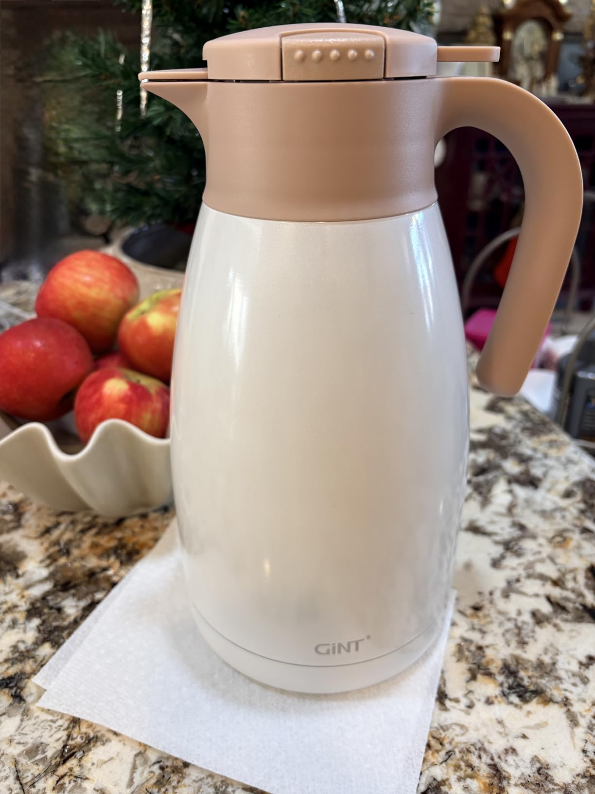 GiNT 34Oz Thermal Coffee Carafe, Insulated Stainless Steel Coffee Carafes for Keeping Hot/Double Walled Vacuum Coffee Carafe (Silver, 1L) customer photo 2