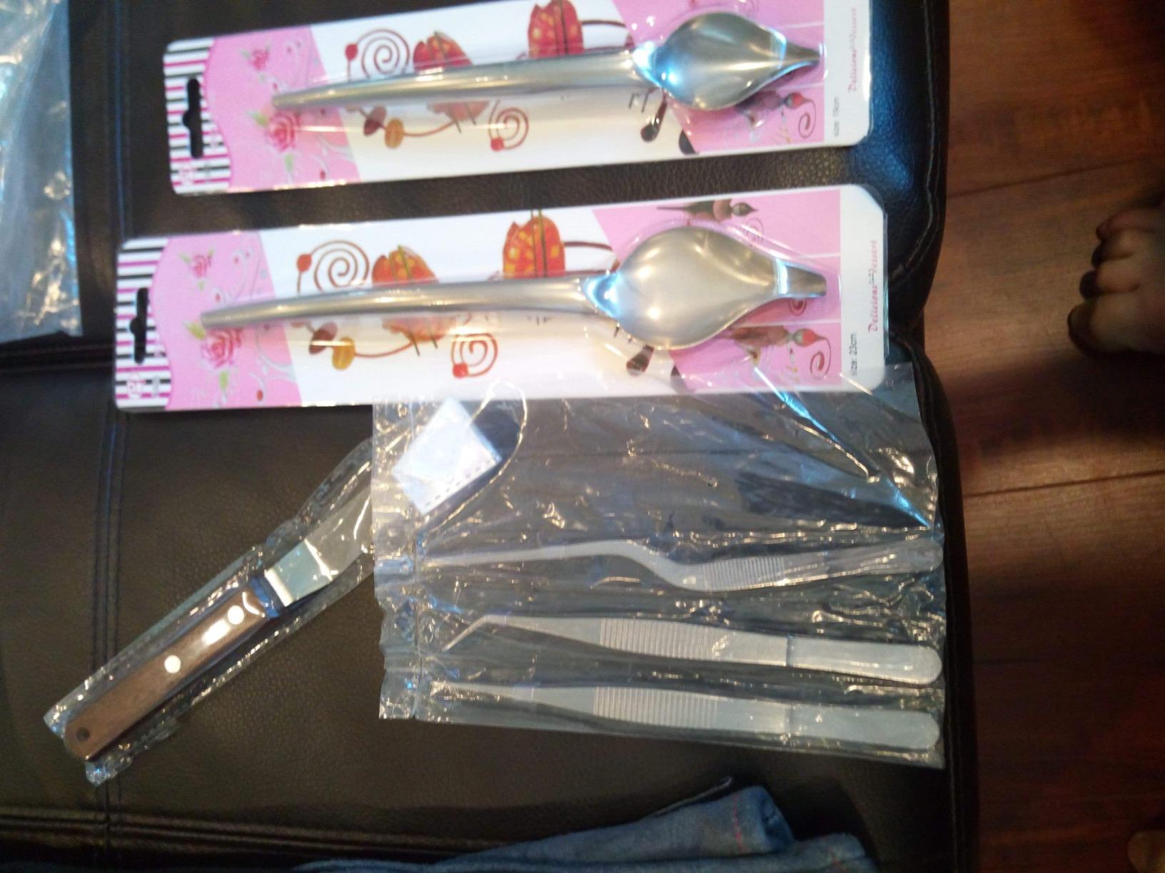 Cridoz 6 Pcs Stainless Steel Kitchen Cooking Tweezers Precision Tongs Drawing Spoons Offset Spatula for Food Culinary Plating Decorating customer photo 2