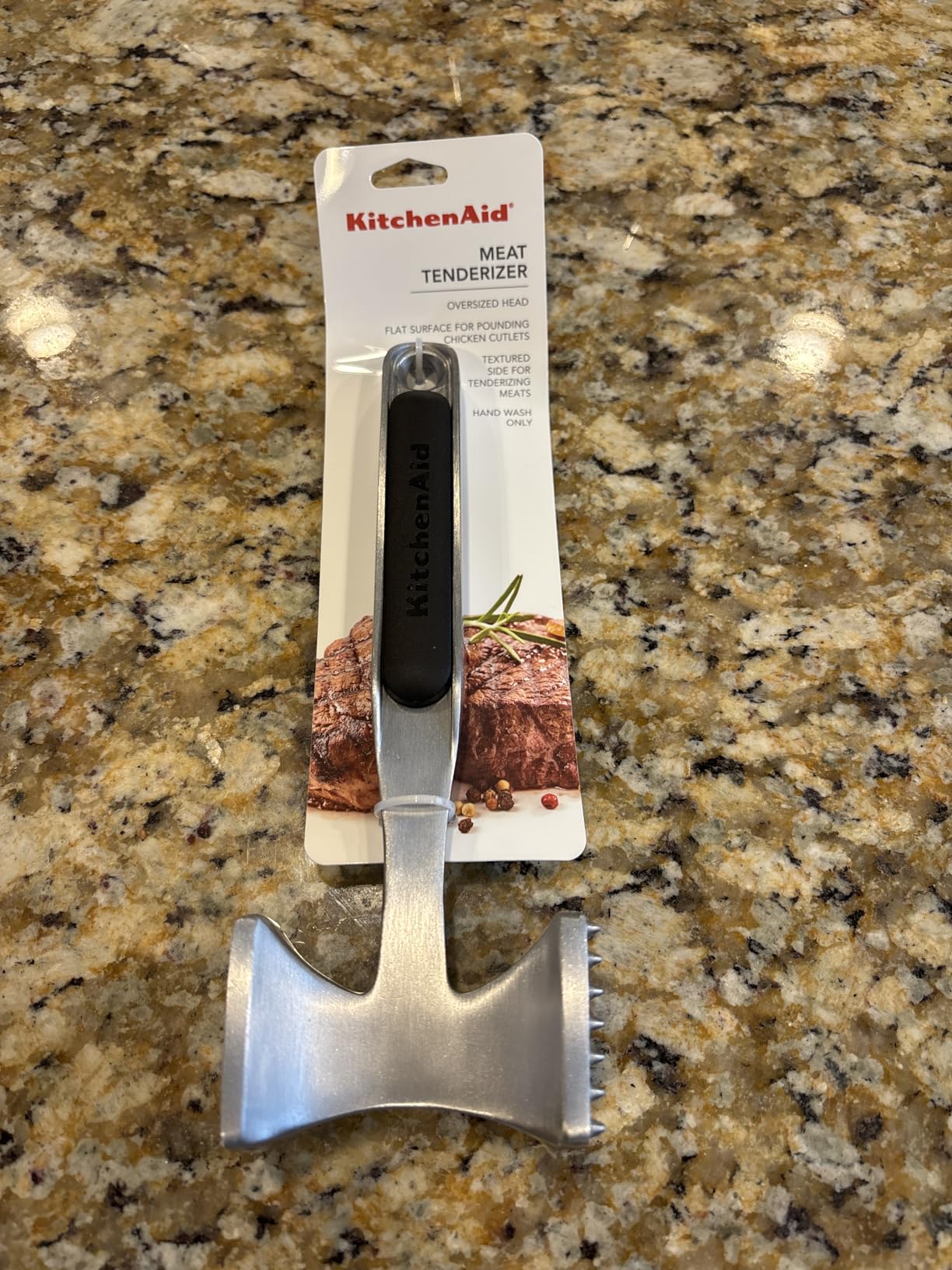 KitchenAid Gourmet Multi Sided Meat Tenderizer for Pounding Meats, Nuts, Shellfish, ect, Hang Hole for Easy Storage, Hand Wash, One Size, Black customer photo 2