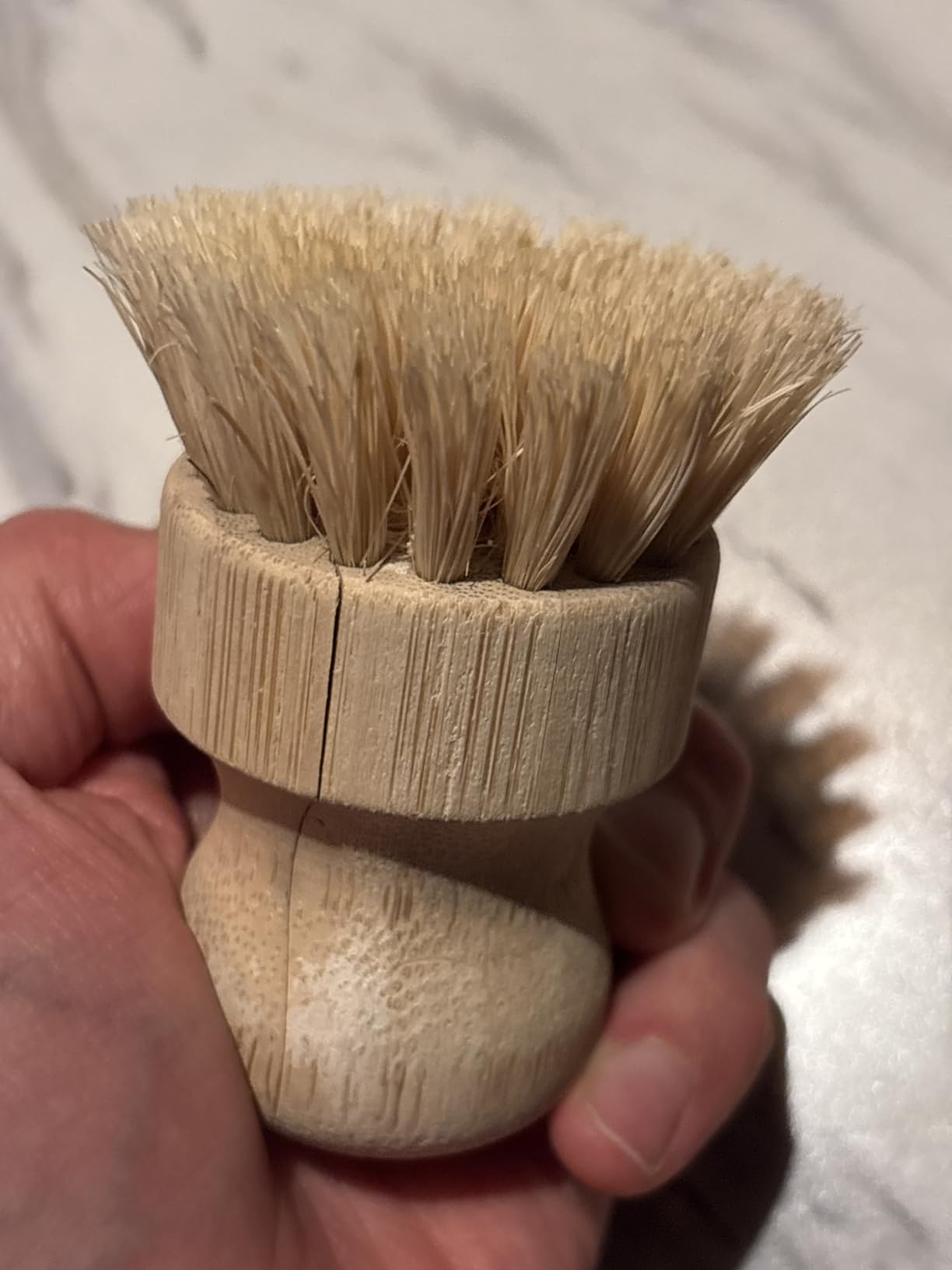 Palm Pot Brush- Bamboo Round 3 Packs Mini Dish Brush Natural Scrub Brush Durable Scrubber Cleaning Kit with Union Fiber and Tampico Fiber for Cleaning Pots, Pans and Vegetables customer photo 1