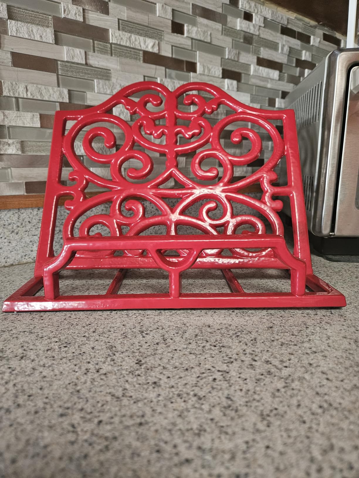 JOGREFUL Cookbook Stand, Cast Iron Heavy-Duty Recipe Book Holder, Kitchen Vintage Recipe Book Holder, Reading Rest Holder for Easel/Counter/Books/Magazine/iPad/Bible, Classic Coffee Gold customer photo 2