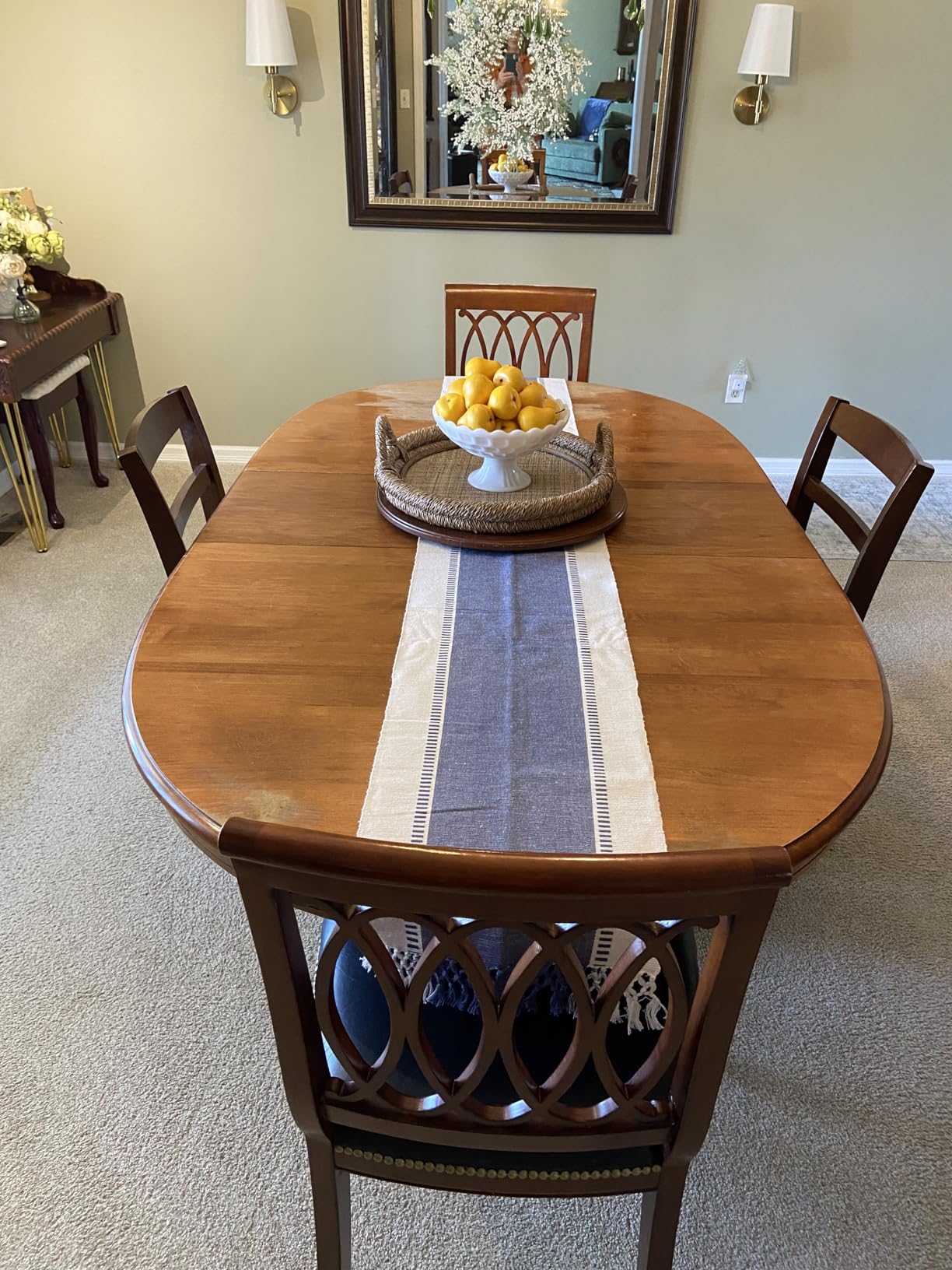 DII Dobby Stripe Woven Table Runner, 13x72-inch, French Blue customer photo 2