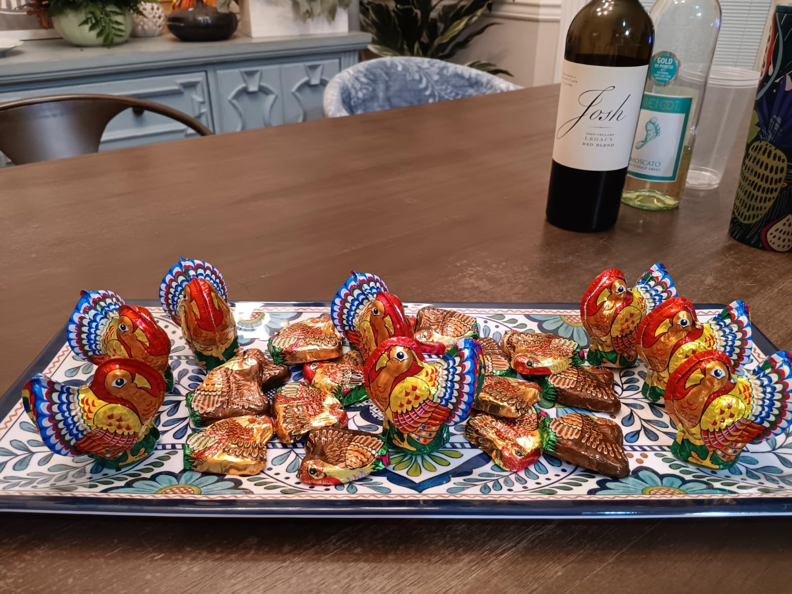 Talavera 3-Piece Melamine Hostess Serveware Set - Chip & Dip Server, 3-Section Relish Tray, and 19