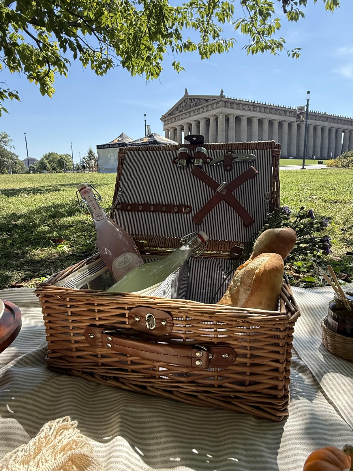 ZORMY Wicker Picnic Basket for 2 Person, Willow Hamper Basket Sets with Insulated Compartment, Classical Red Check customer photo 1