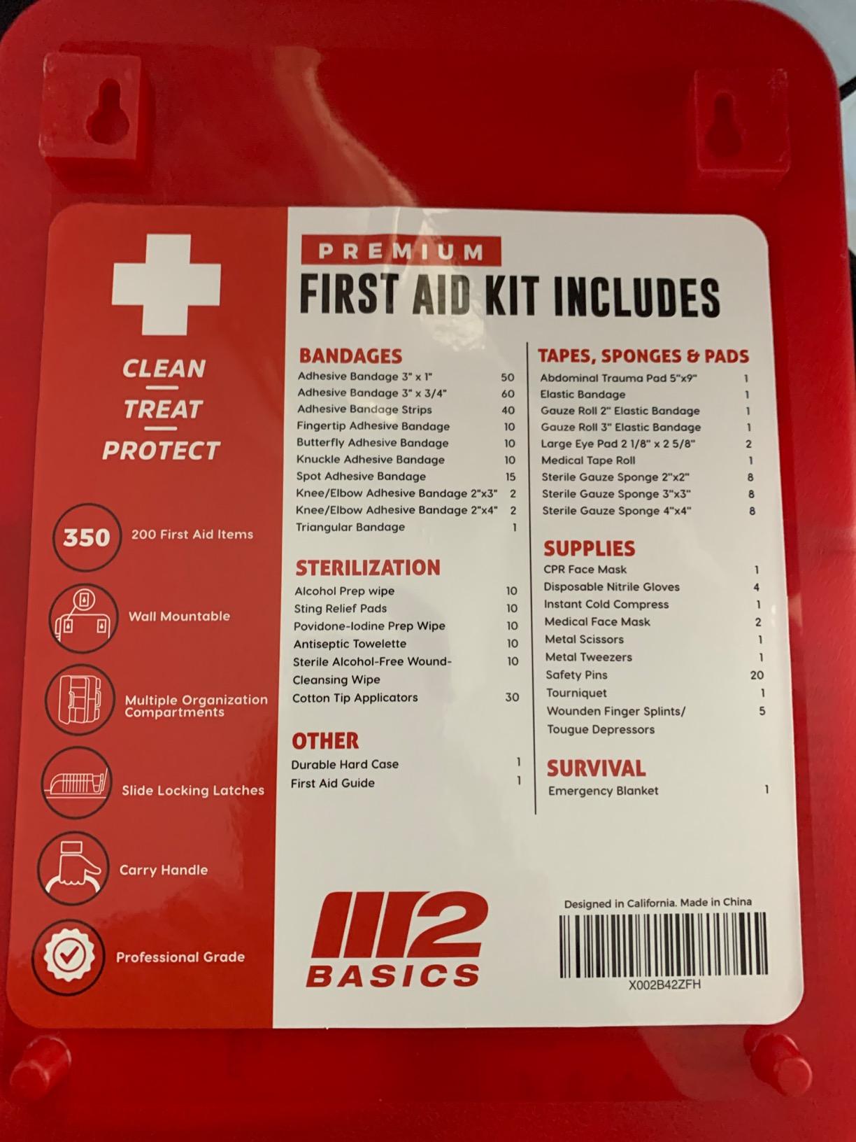 M2 BASICS Professional 350 Piece First Aid Kit, Wall Mountable Dual Layer Hard Case for Business, Home, Car, Vehicle & Work customer photo 2