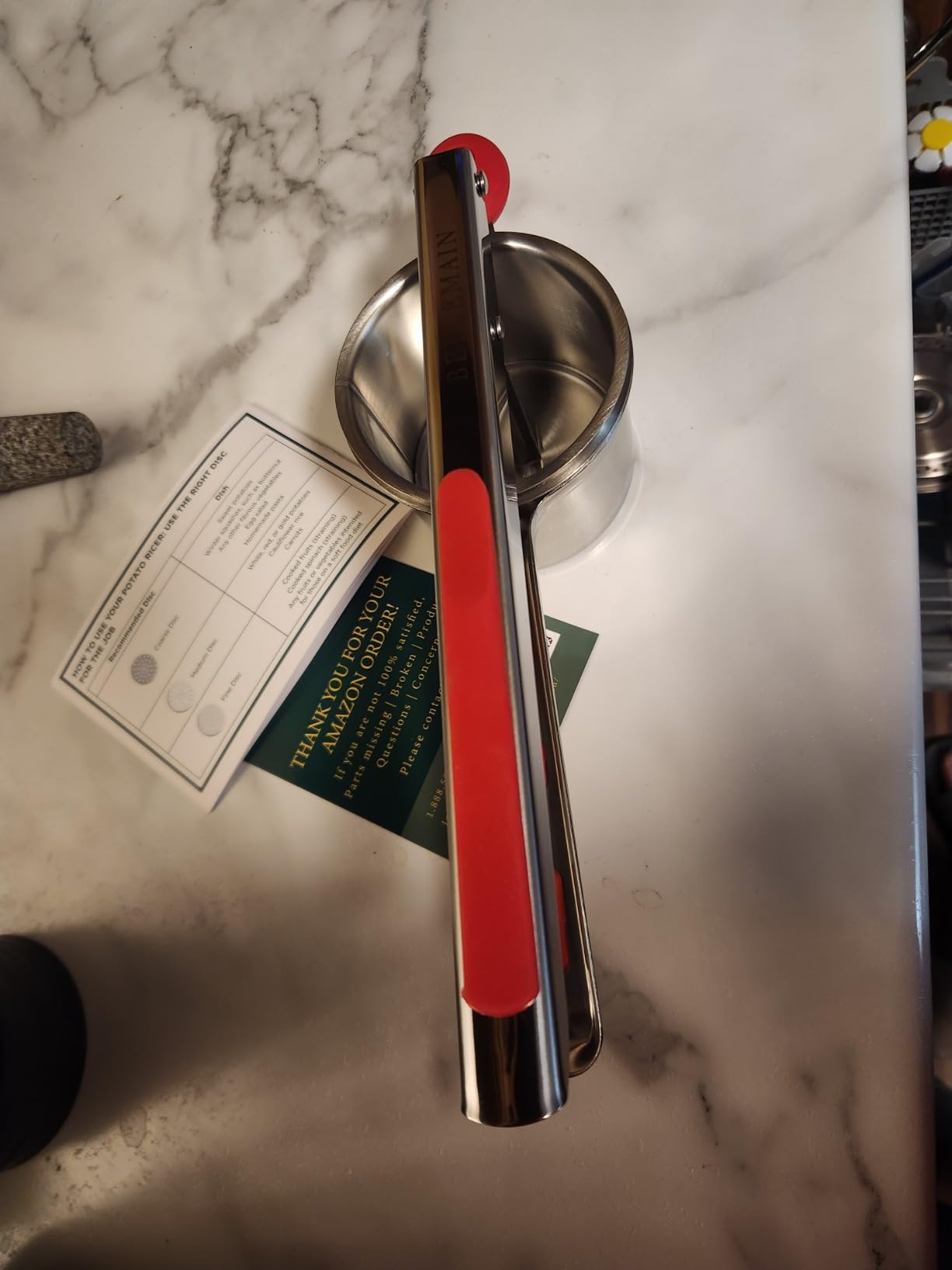 Bellemain 15 oz Large Potato Ricer | Heavy-Duty Stainless Steel Potato Ricer & Masher | Perfect for Mashed Potatoes | Kitchen Tool with 3 Interchangeable Discs customer photo 1