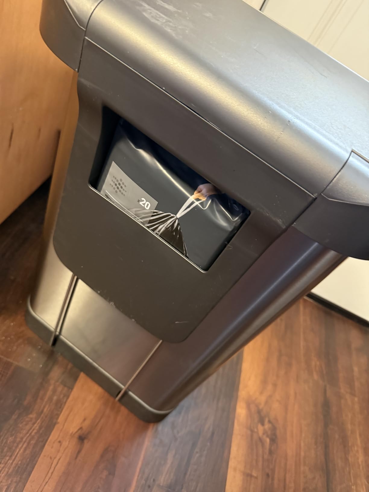 simplehuman 45 Liter / 12 Gallon Rectangular Hands-Free Kitchen Step Trash Can with Soft-Close Lid, Brushed Stainless Steel with Plastic Lid customer photo 2