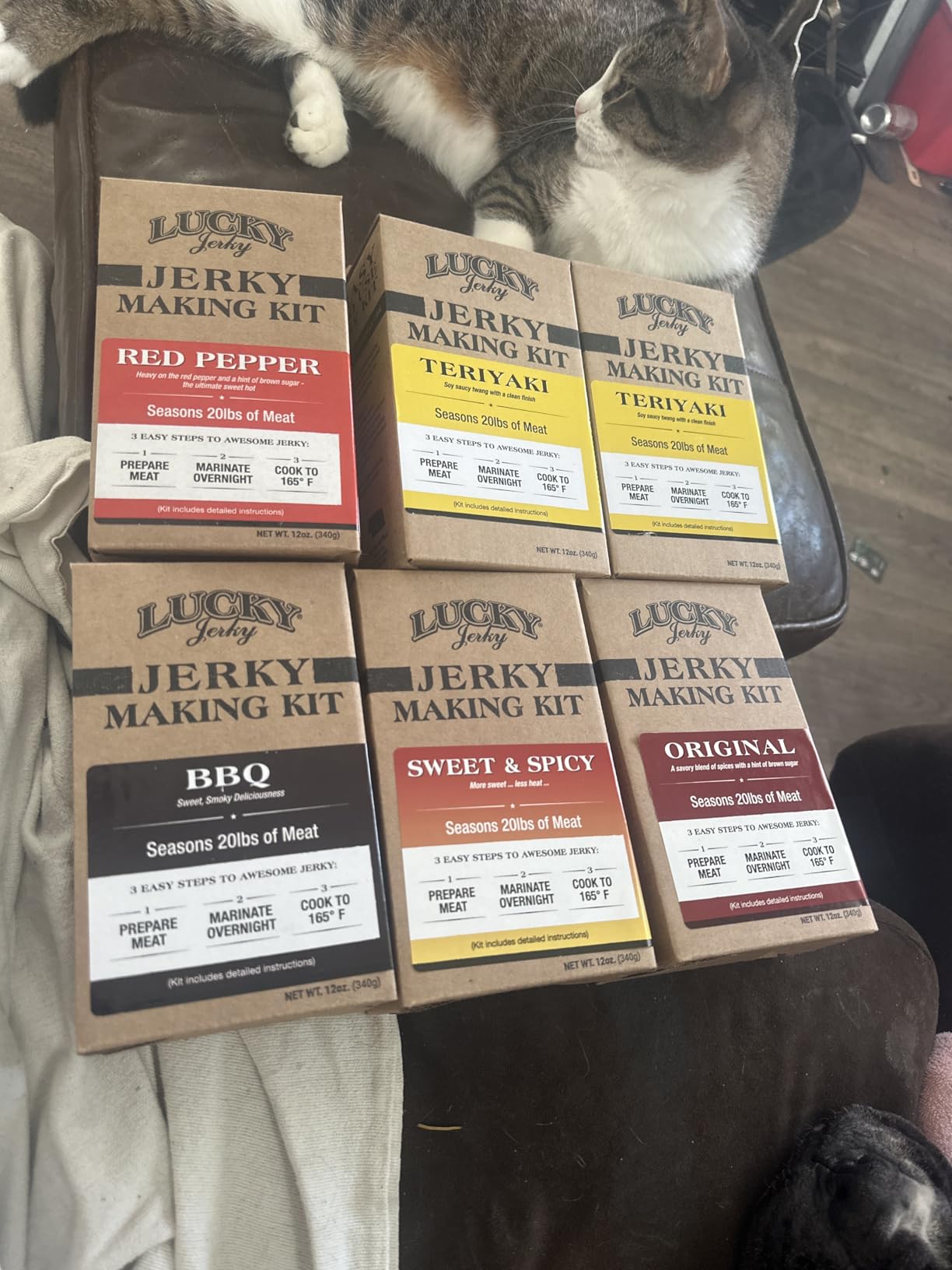 Lucky Beef Jerky DIY Jerky Seasoning and Cure Kits - Variety Pack with Six Flavors | Sweet and Spicy, Peppered, Red Pepper, Teriyaki, BBQ, and Original | Season 120lbs of Meat customer photo 1