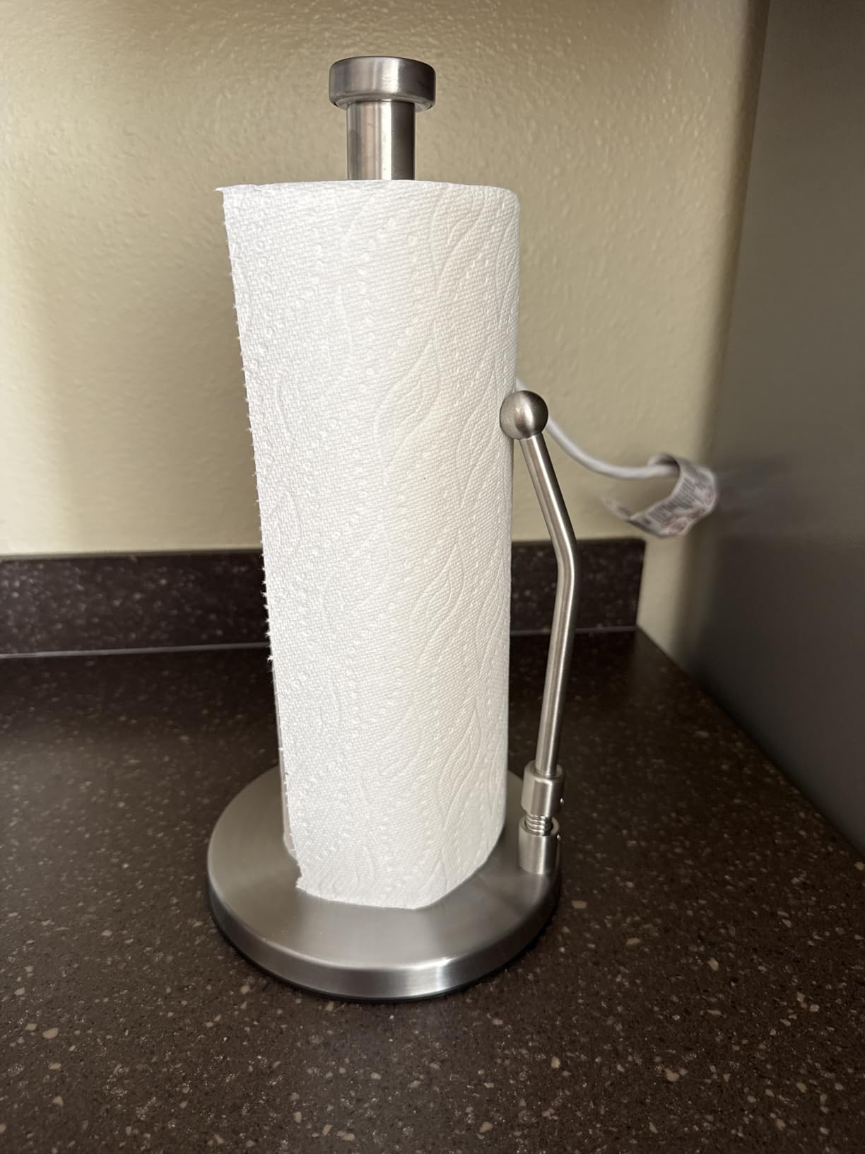 SMARTAKE Paper Towel Holder, Paper Towel Dispenser Standing Weighted Base Non Slip, Spring Arm for Easy Tear, Stainless Steel customer photo 1