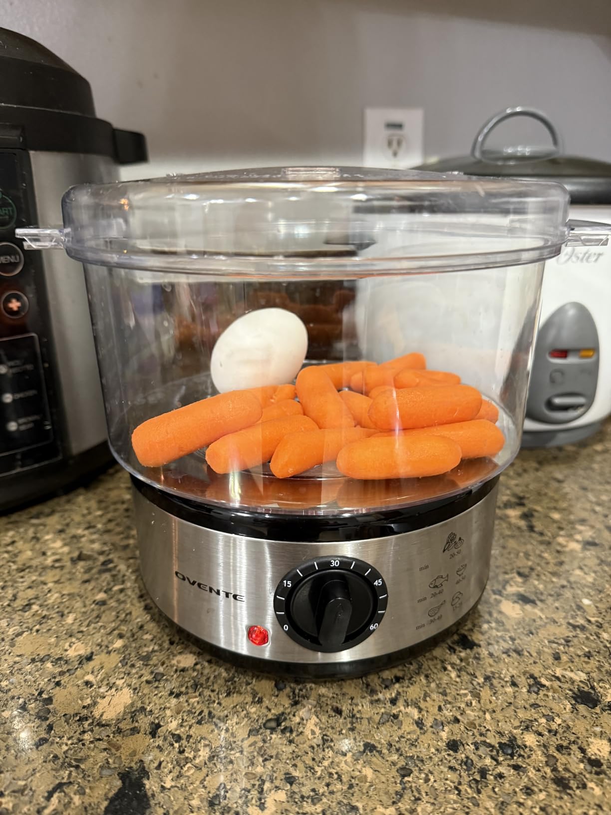 OVENTE 2-Tier Electric Food Steamer, 5 Quart Stainless Steel Stackable Steam Cooker with 400W Power, 60-Minute Timer & Auto Shut-Off, Dishwasher Safe, Healthy Vegetable & Seafood Steamer, Silver FS62S customer photo 1