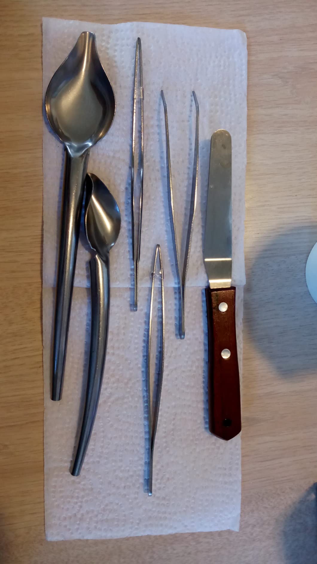 Cridoz 7 Pcs Stainless Steel Kitchen Cooking Plating Tweezers Tongs Drawing Spoons Offset Spatula and Fish Spatula for Food Culinary Plating Decorating customer photo 2