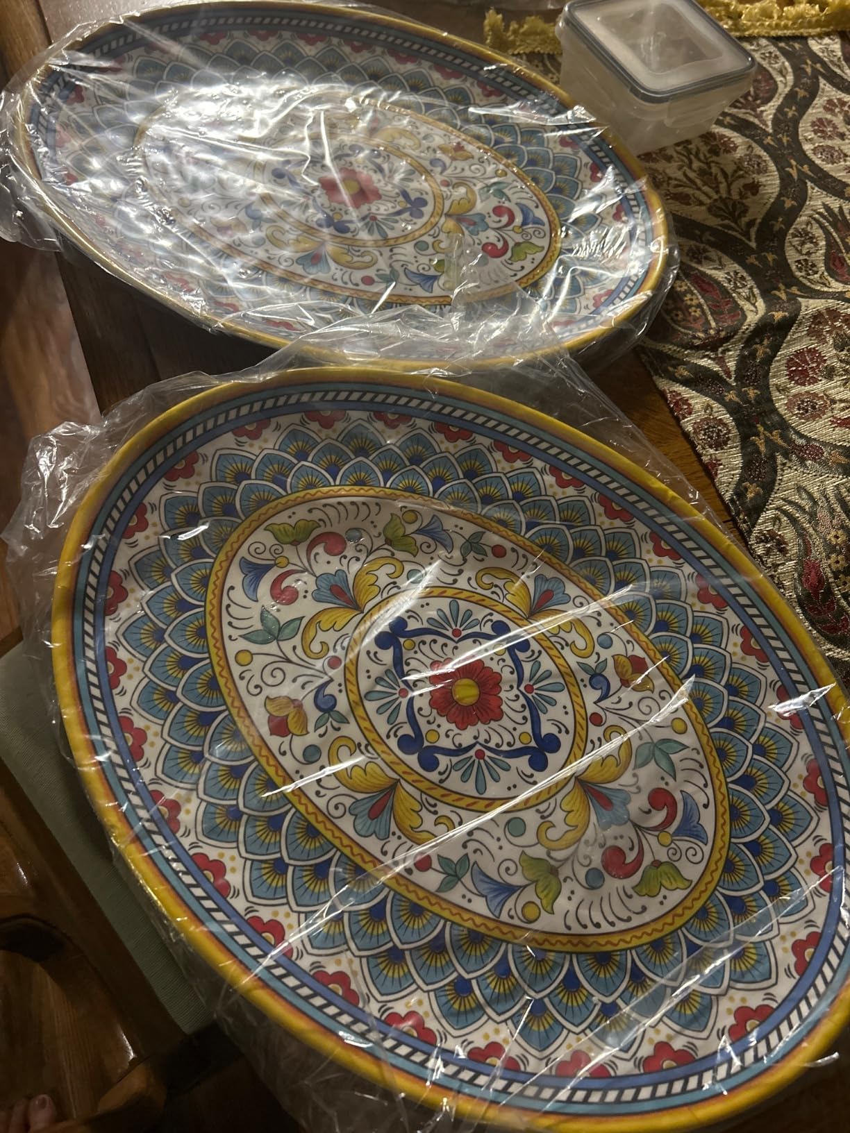 Certified International Portofino 2 Piece Melamine Platter Set, Multi Colored, Large customer photo 1