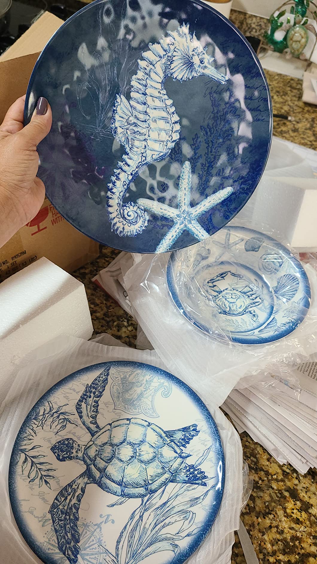 Certified International Oceanic 12 piece Melamine Dinnerware Set, Service for 4, Multi Colored customer photo 2