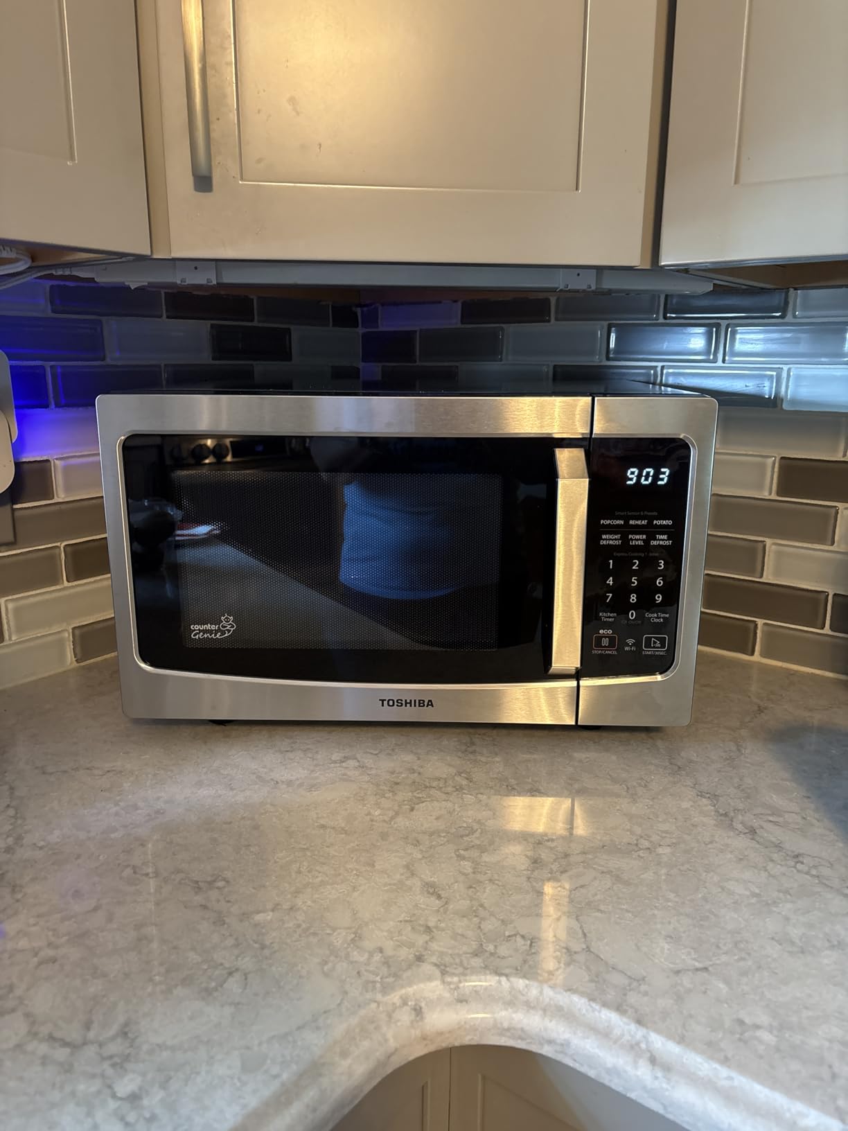 TOSHIBA ML-EM34P(SS) Smart Countertop Microwave, Sensor Reheat, Works With Alexa & Remote Control, Kitchen Essentials, Mute Function&ECO Mode, 1100W, 1.3 Cu Ft, With 12.4