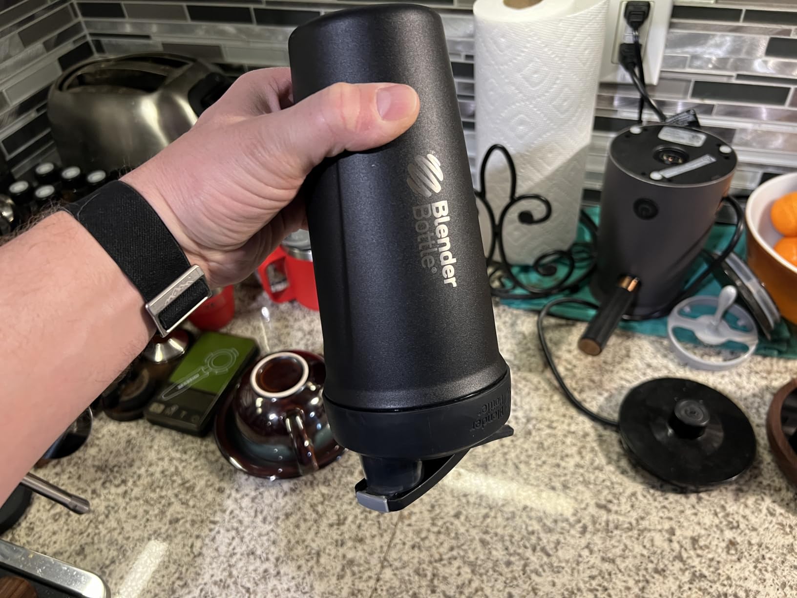 BlenderBottle Strada Shaker Cup Insulated Stainless Steel Water Bottle with Wire Whisk, 24-Ounce, Black customer photo 2