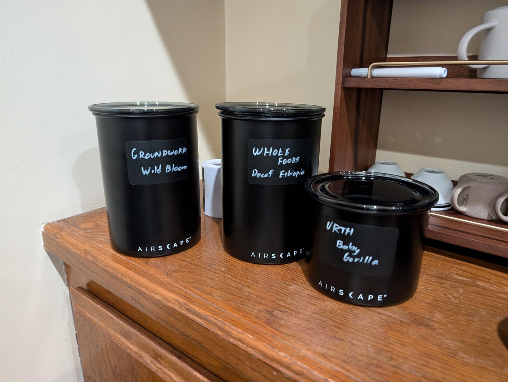 AirScape Planetary Design Stainless Steel Coffee Canister | Food Storage Container | US Patented Inner Plunger Lid REMOVES Excess Oxygen | Don't Buy airtight, Buy AIR-Less | (Medium, Matte Black) customer photo 1