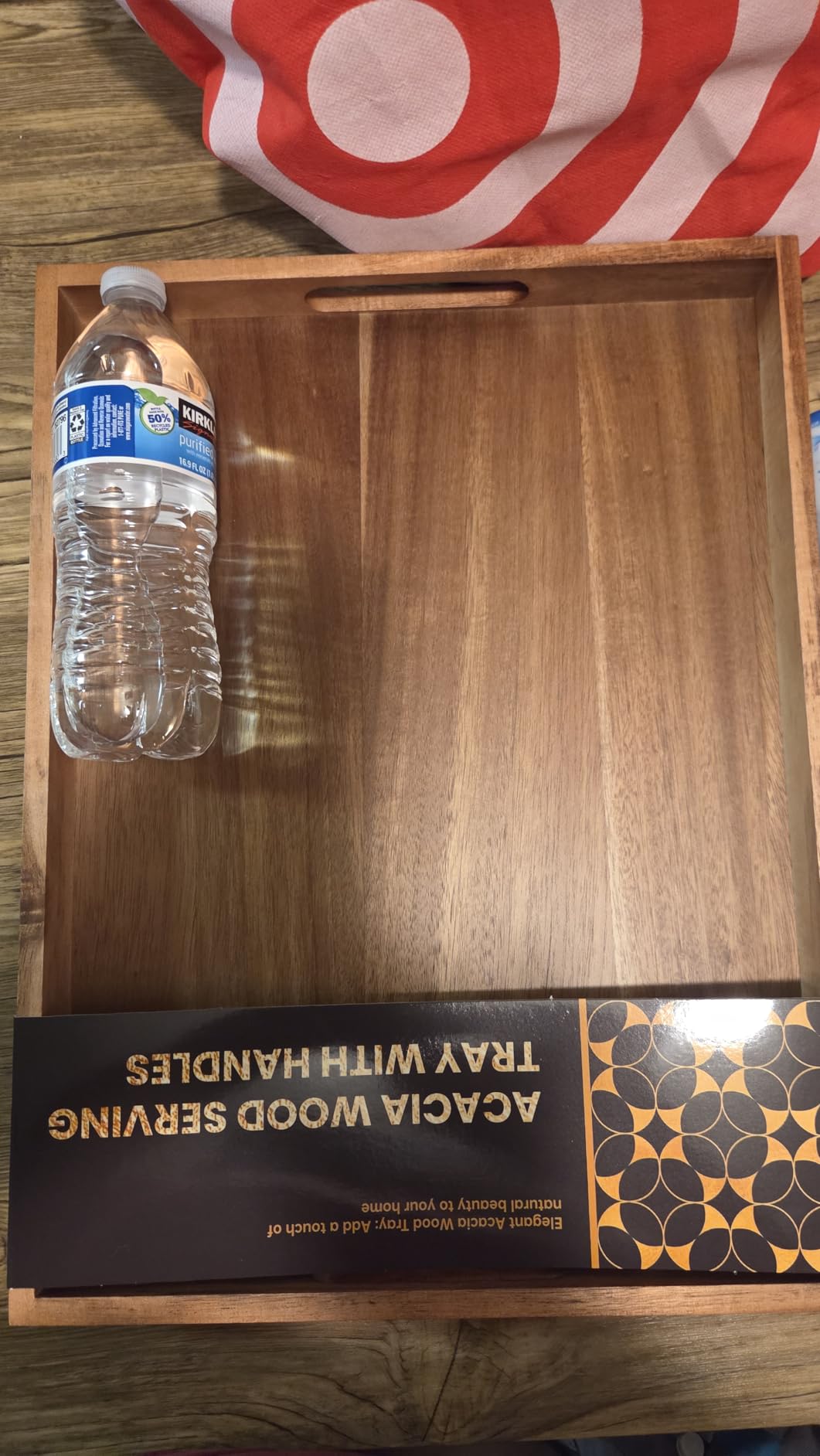 Acacia Wood Serving Tray with Handles (17 Inches) - Decorative Serving Trays Platter for Breakfast in Bed, Lunch, Dinner, Appetizers, Patio, Ottoman, Coffee Table, BBQ, Party - Great for Lap & Couch customer photo 1