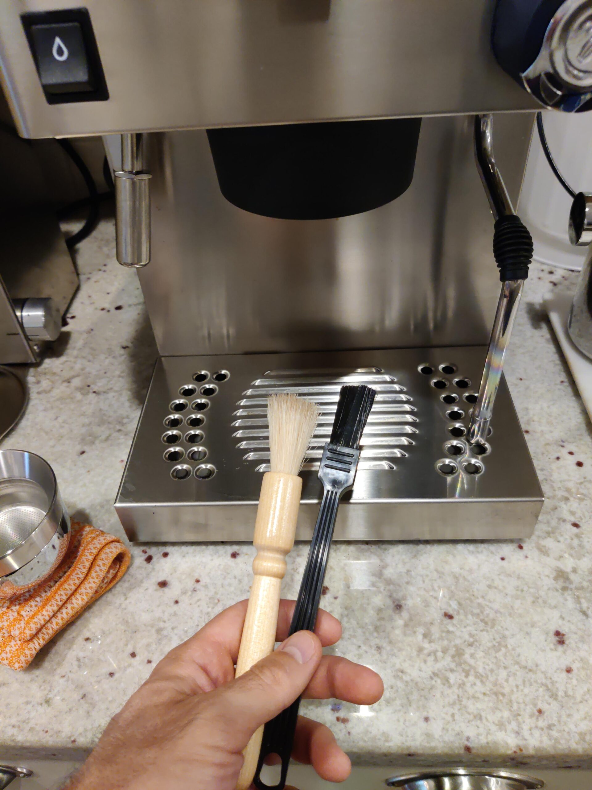 2 Pack Coffee Grinder Cleaning Brush, Heavy Wood Handle & Natural Bristles Wood Dusting Espresso Brush and Nylon Espresso Machine Brush customer photo 1