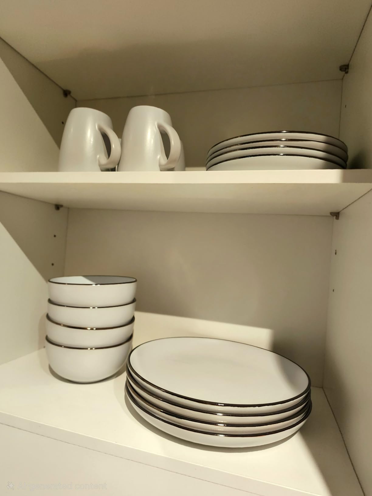 Gibson Home Rockaway 12-Piece Round Stoneware Dinnerware Set, Service for 4 - Cream Plates and Bowls, Modern Matte Finish, Microwave & Dishwasher Safe customer photo 1