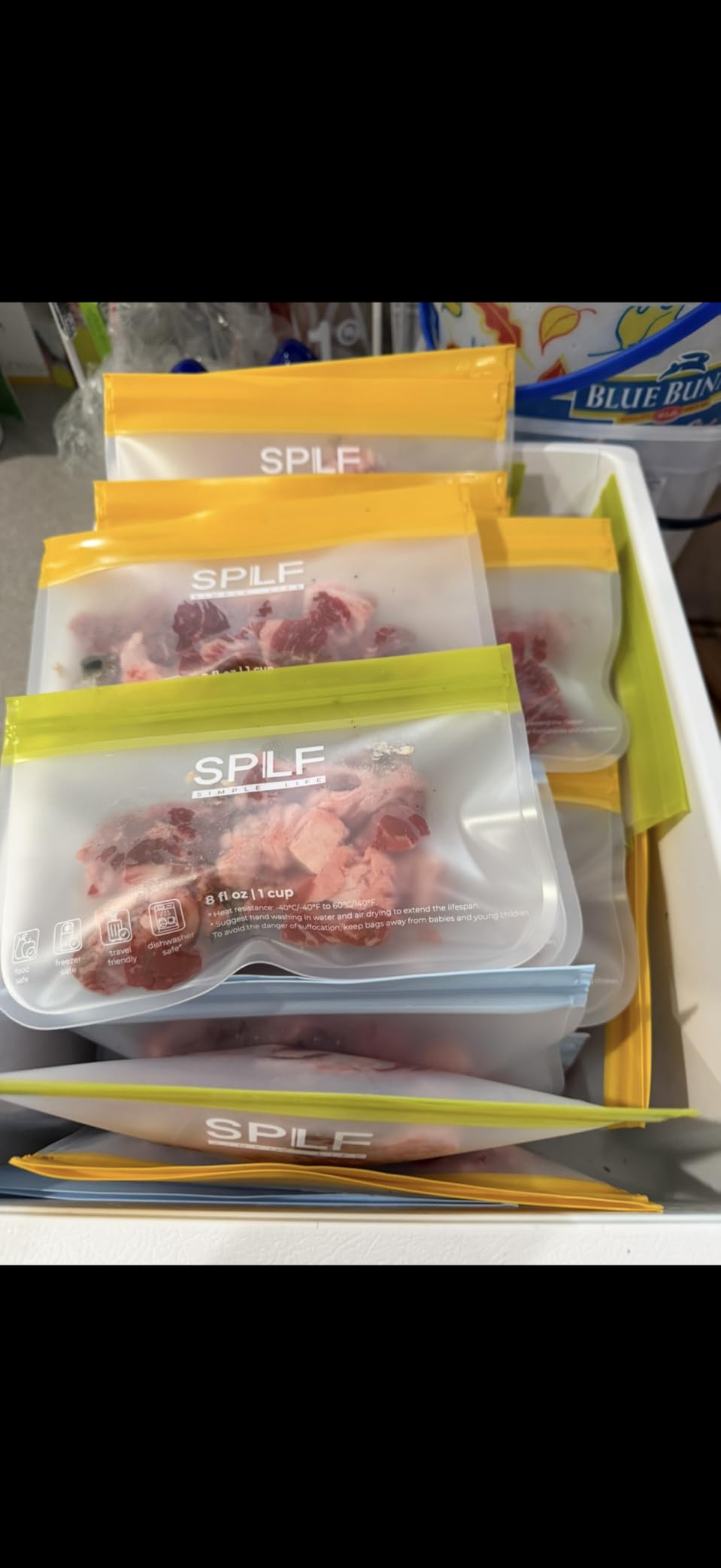 SPLF 6 Pack Reusable Gallon Freezer Bags Dishwasher Safe, BPA FREE Reusable Food Storage Bags, Extra Thick Leakproof Silicone Free 1 Gallon Bags for Marinate Meat, Cereal, Sandwich, Snack, Travel Item customer photo 2