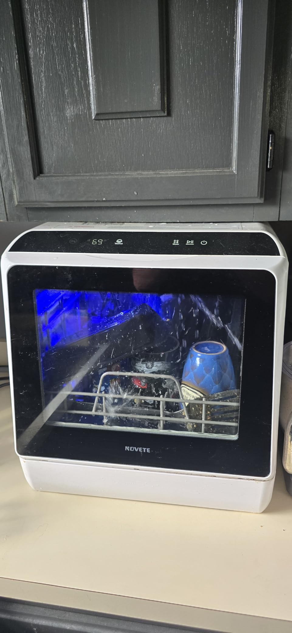 NOVETE Portable Countertop Dishwashers, Compact Dishwashers with 5L Built-in Water Tank & Inlet Hose, 5 Washing Programs, Baby Care, Air-Dry Function and LED Light for Small Apartments customer photo 1