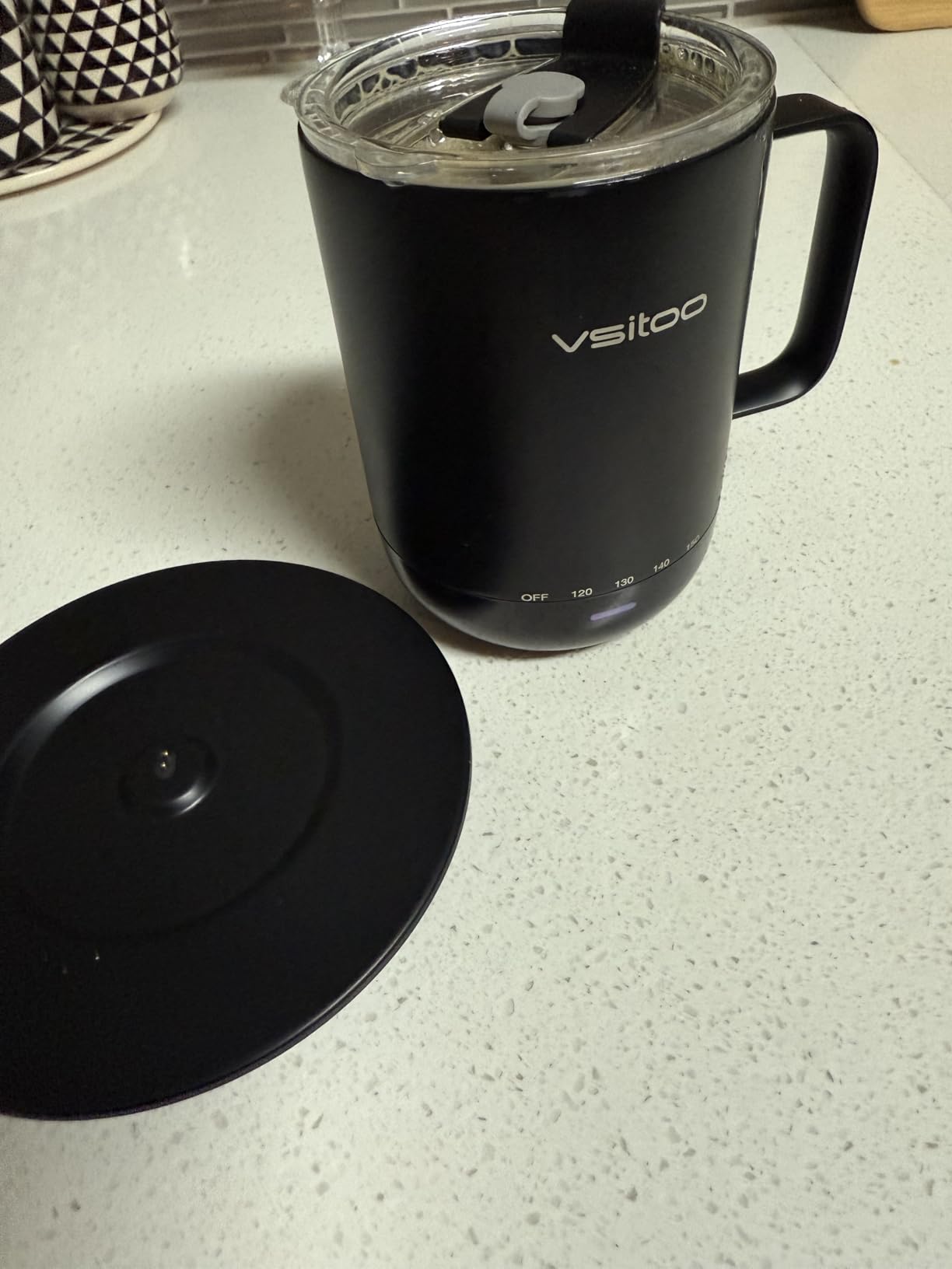 Vsitoo S3 Pro 16oz Smart Self Heating Coffee Mug,Heated Coffee Mug with Auto-Sensing AI Heats Drinks to 120-150°F Hands-Free.Perfect for Home/Office,Ideal Gift fo Men/Women, Black customer photo 2