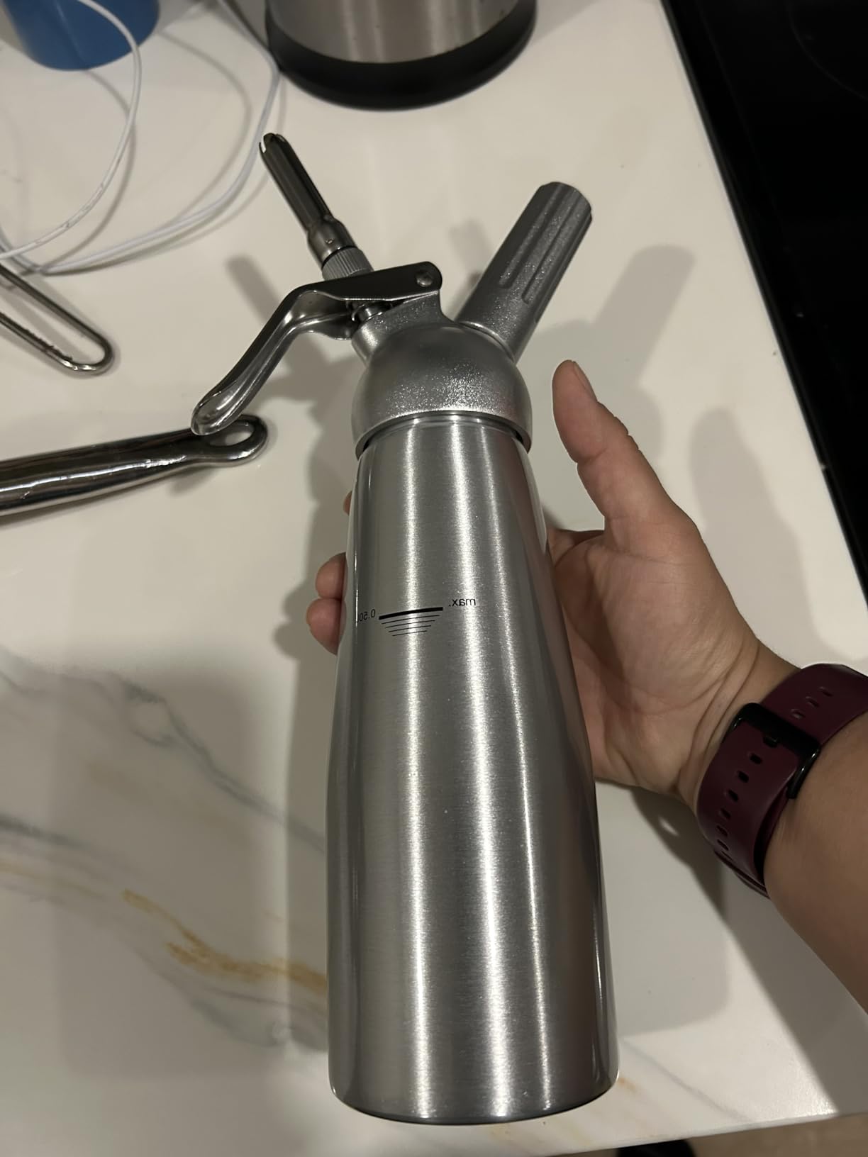 Professional Aluminum Whipped Cream Dispenser Cream Maker 500mL (1 Pint) for Desserts Gourmet Cream Whipper with 3 Decorating Nozzles- N2O Chargers (Not Included) customer photo 2