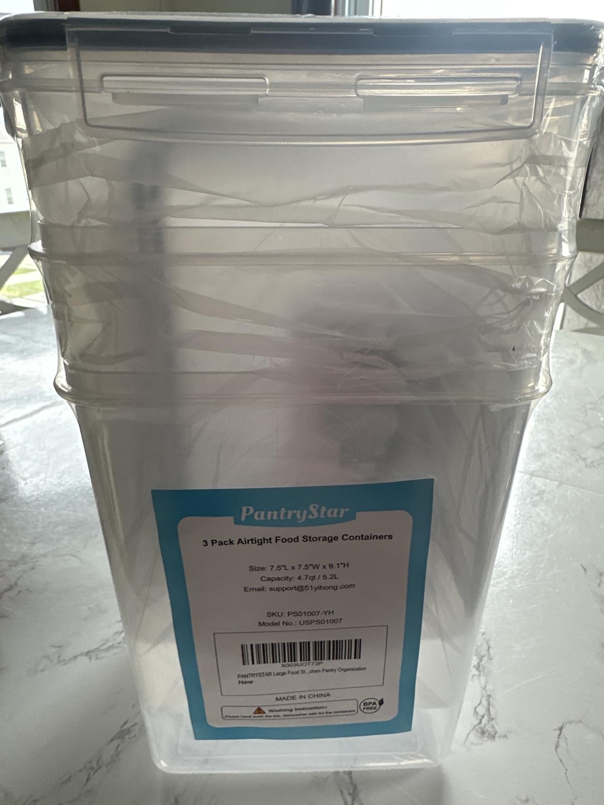 PANTRYSTAR Large Food Storage Containers with Lids Airtight 5.2L /176Oz, for Flour, Sugar, Baking Supply, 3PCS BPA Free Plastic Canisters for Kitchen Pantry Organization customer photo 2