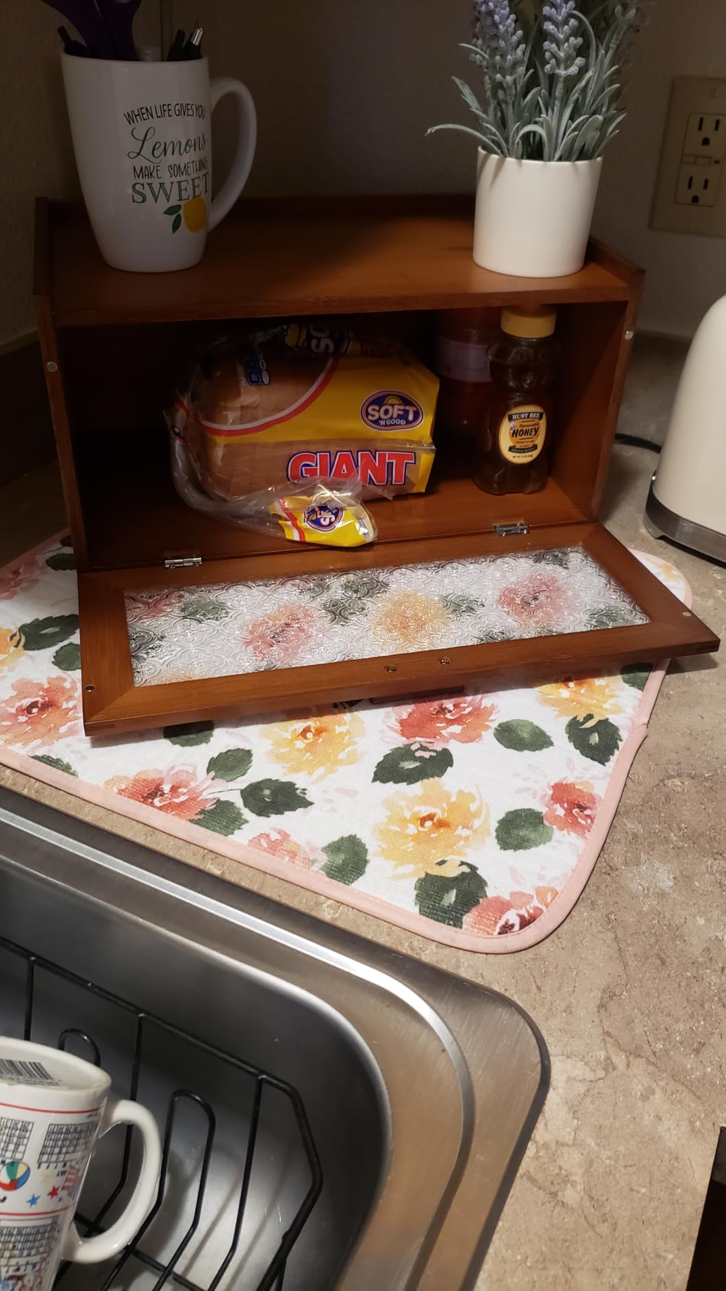 ETMI Bamboo Bread Box for Kitchen Counter-Large Capacity Bread Storage Container Farmhouse Bread Box with Window Bread Holder customer photo 1