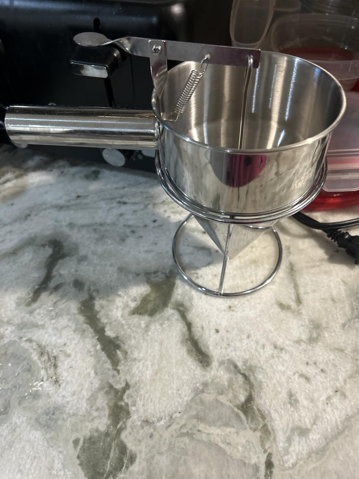 EgieMr Stainless Steel Pancake Batter Dispenser Funnels with Stand Great for Cupcakes, Takoyaki or Any Baked Goods customer photo 1