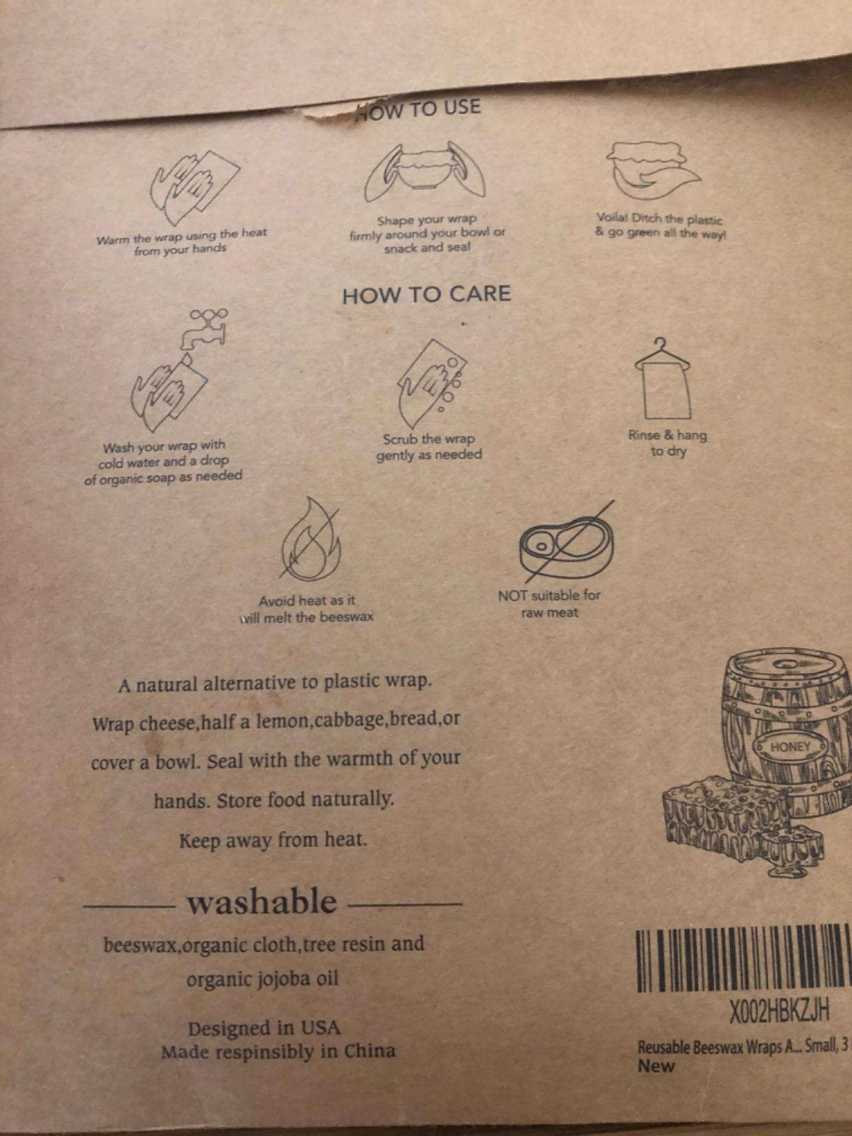 Akeeko Reusable Beeswax Food Wraps - Assorted 9 Packs, Reusable, Plastic-Free Food Storage, 5 Small, 2 Medium, 1 Large, 1 Extra Large Wraps with Abstract Curves Pattern customer photo 1