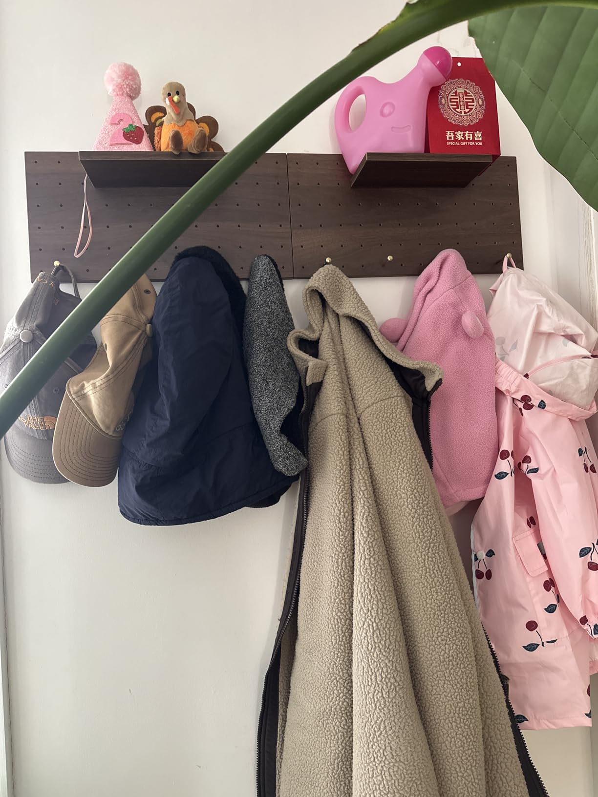 Wooden Pegboard Modular Display Organization Storage Wall Hooks Shelf(Color:Oak) customer photo 2