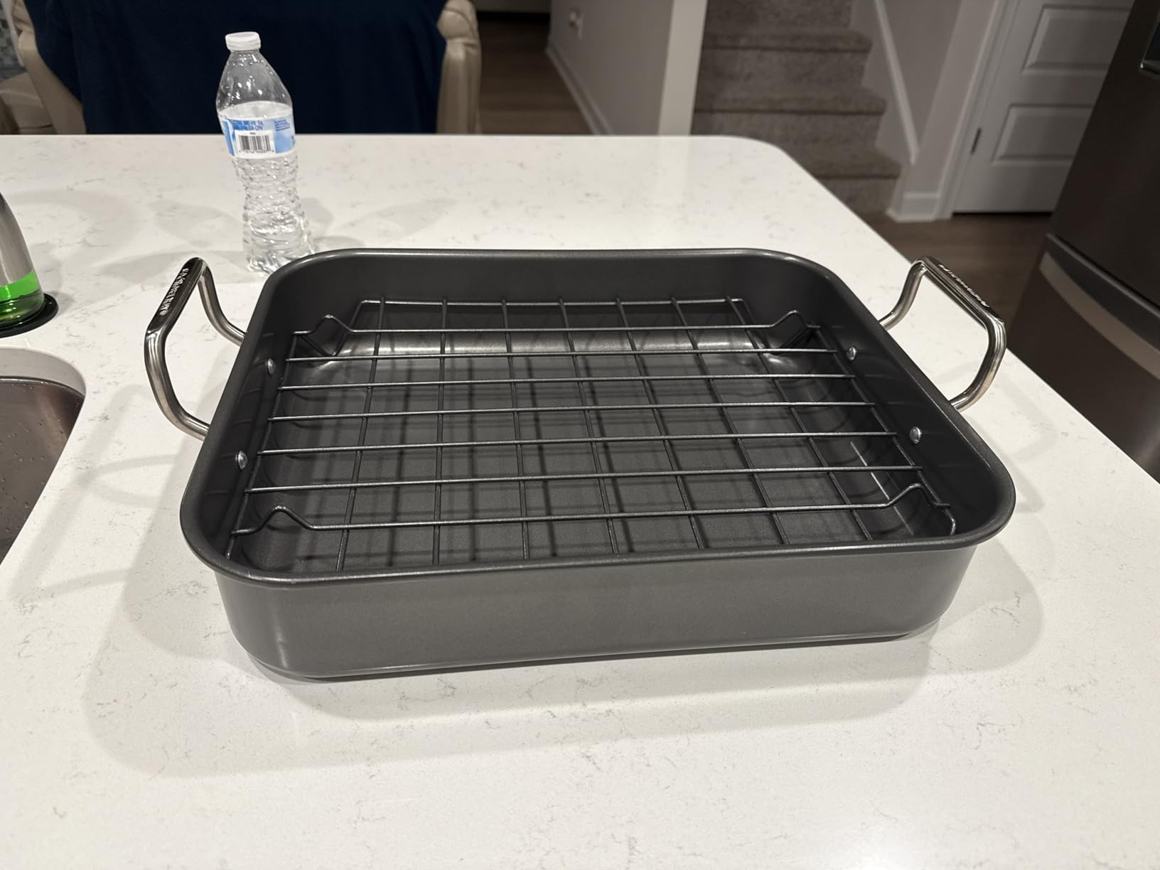 Rachael Ray Bakeware Nonstick Roaster/Roasting Pan with Reversible Rack, 16.5 Inch customer photo 1