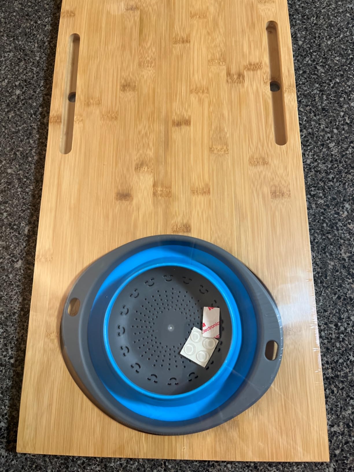 Homevative Over the Sink Bamboo Cutting Board with Collapsible/Removable Strainer and Phone Slots customer photo 2